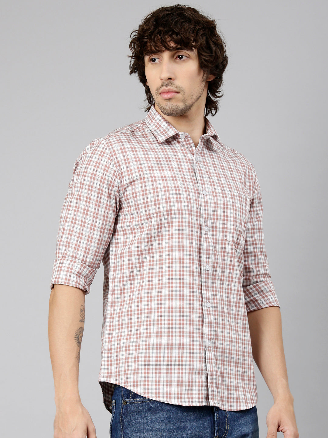 Classic Polo Men's Full Sleeve Multicolor Polo Neck Slim Fit Checked Cotton Casual Shirt | LSHS1-EL-53 A-FS-CHK-SF