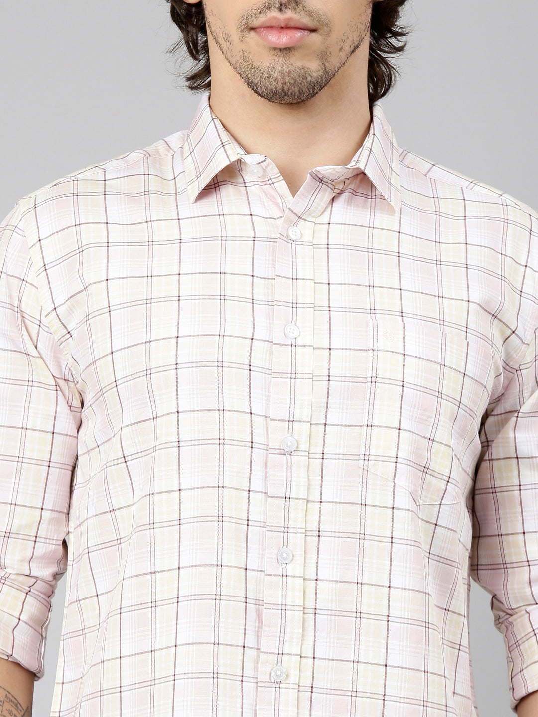 Classic Polo Men's Full Sleeve Multicolor Polo Neck Slim Fit Checked Cotton Casual Shirt | LSHS1-EL-60 A-FS-CHK-SF