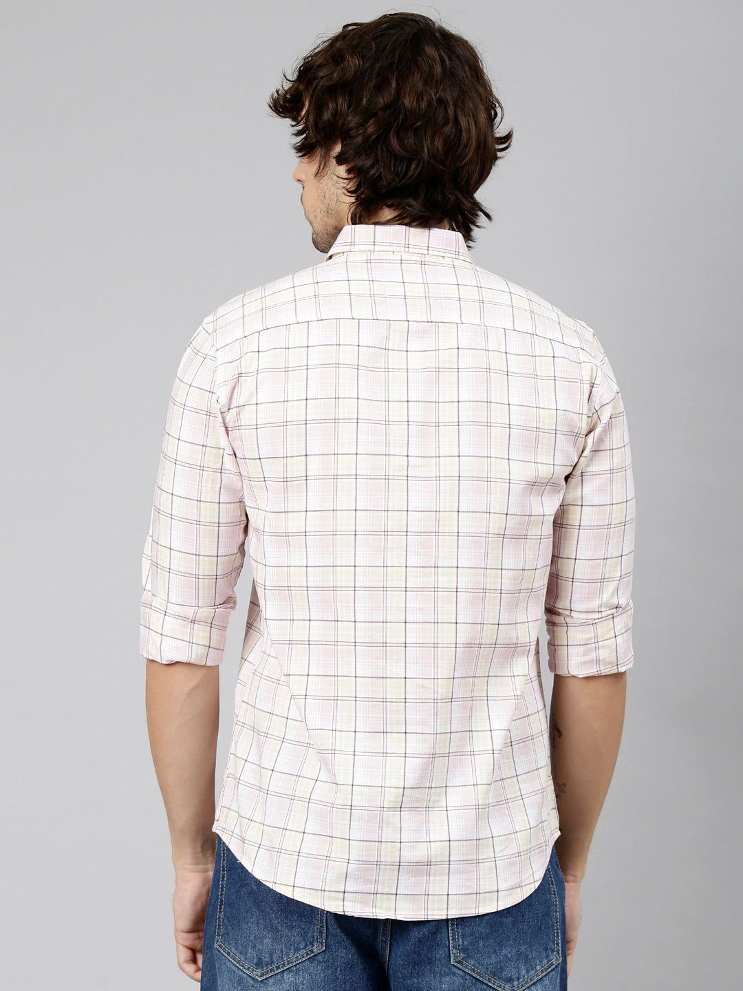 Classic Polo Men's Full Sleeve Multicolor Polo Neck Slim Fit Checked Cotton Casual Shirt | LSHS1-EL-60 A-FS-CHK-SF