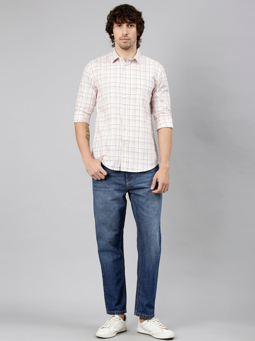 Classic Polo Men's Full Sleeve Multicolor Polo Neck Slim Fit Checked Cotton Casual Shirt | LSHS1-EL-60 A-FS-CHK-SF