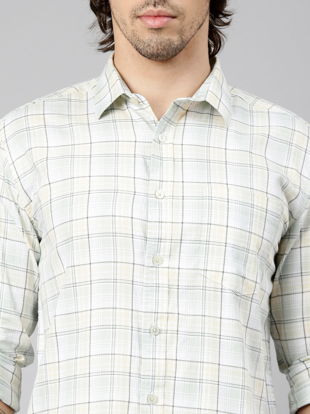 Classic Polo Men's Full Sleeve Multicolor Polo Neck Slim Fit Checked Cotton Casual Shirt | LSHS1-EL-60 B-FS-CHK-SF