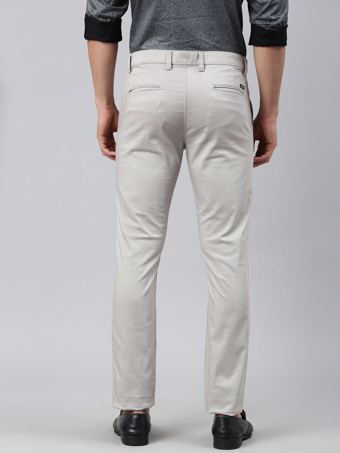 Classic Polo Men's Light Grey Moderate Fit Solid Cotton Lycra Casual Trouser | LTRS1-CL-01 B-LT.GRY-MF-LY