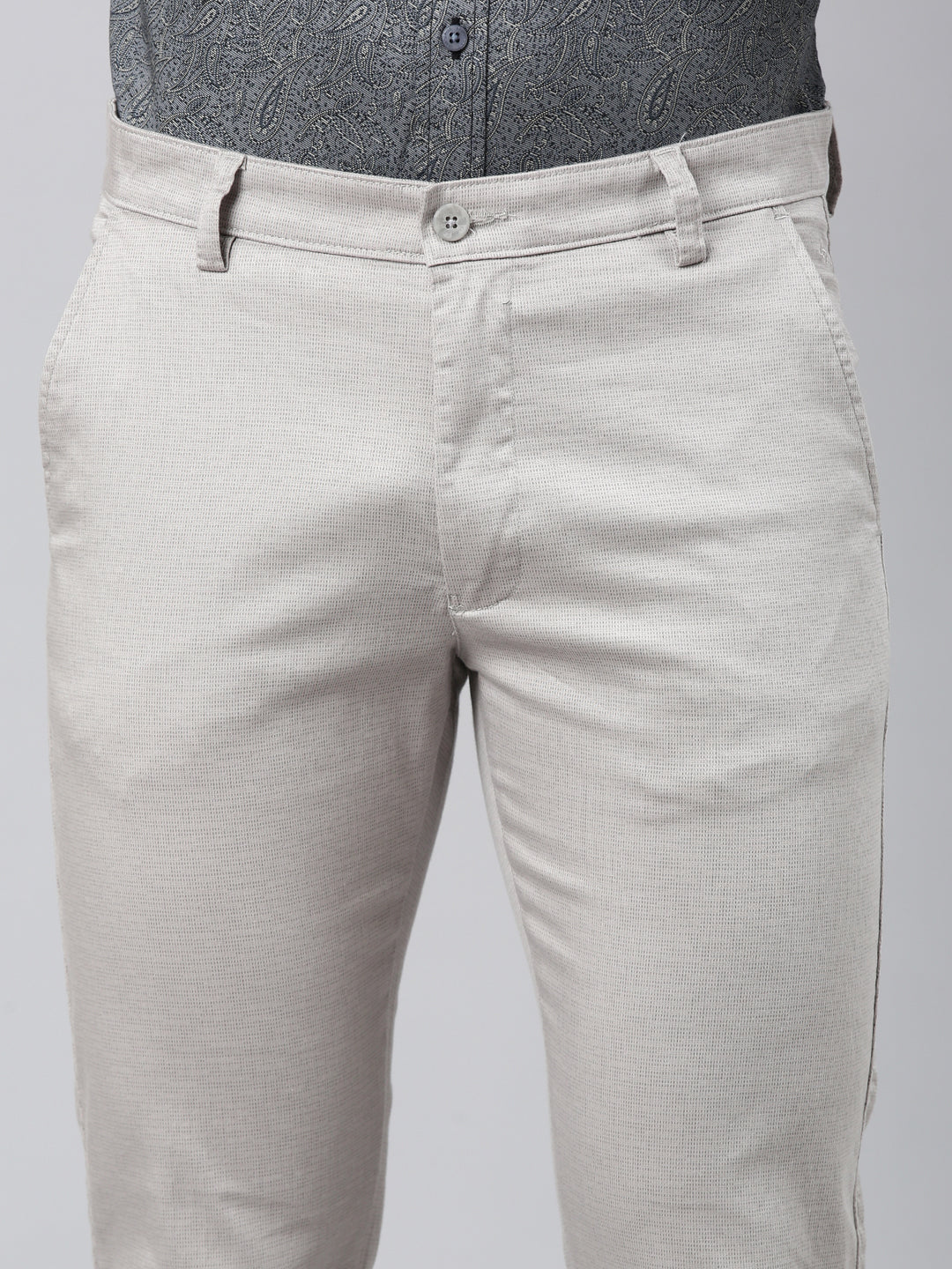 Classic Polo Men's Light Grey Moderate Fit Solid Cotton Lycra Casual Trouser | LTRS1-CL-01 B-LT.GRY-MF-LY
