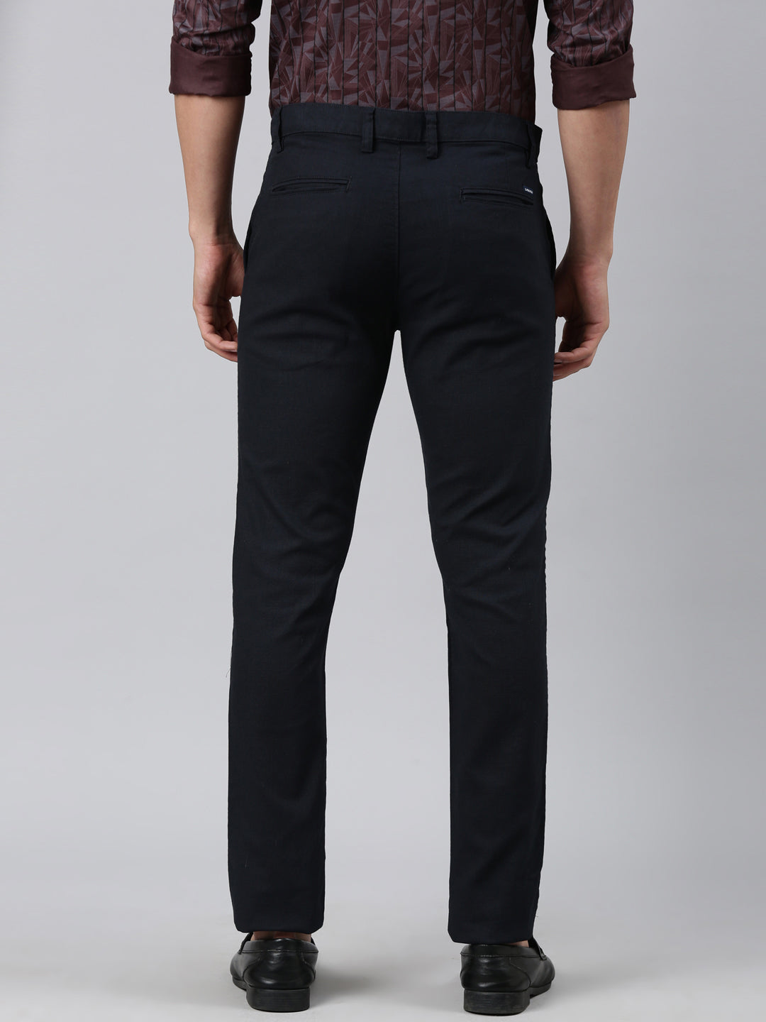 Classic Polo Men's Navy Blue Moderate Fit Solid Cotton Lycra Casual Trouser | LTRS1-CL-02 C-NVY-MF-LY