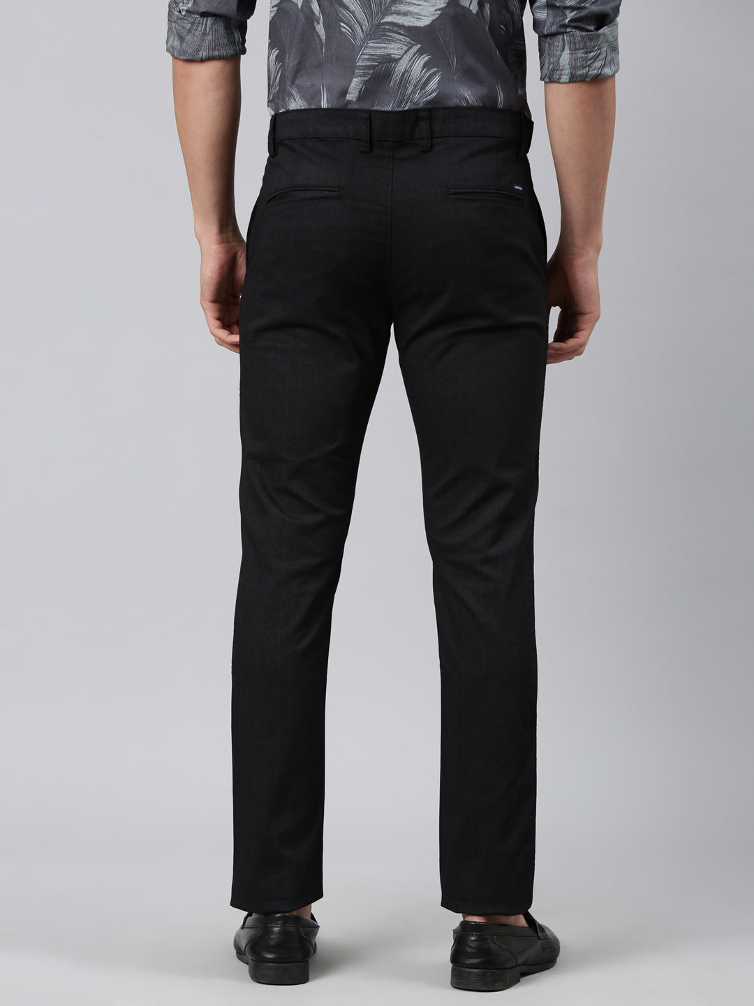 Classic Polo Men's Black Moderate Fit Solid Cotton Lycra Casual Trouser | LTRS1-CL-03 A-BLK-MF-LY