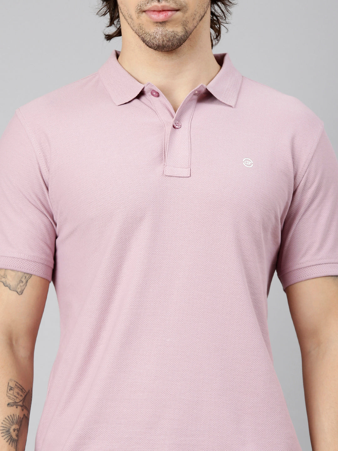 Classic Polo Men's Half Sleeve Mauve Polo Neck Slim Fit Solid Cotton T-Shirt | NOBLE - 02 A SF P