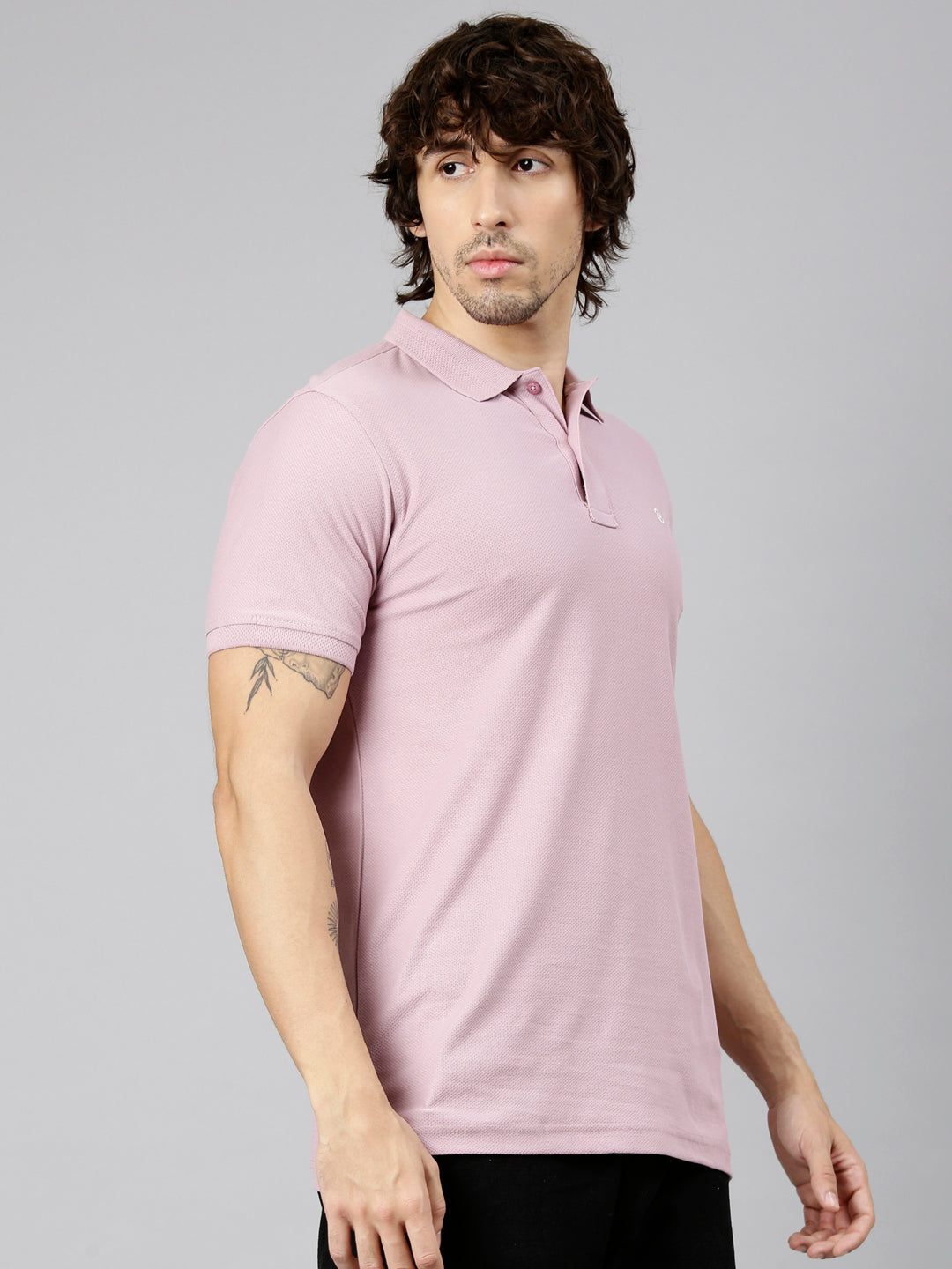 Classic Polo Men's Half Sleeve Mauve Polo Neck Slim Fit Solid Cotton T-Shirt | NOBLE - 02 A SF P