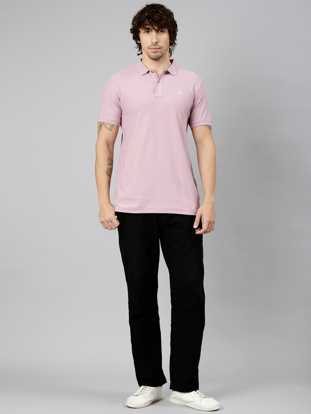 Classic Polo Men's Half Sleeve Mauve Polo Neck Slim Fit Solid Cotton T-Shirt | NOBLE - 02 A SF P