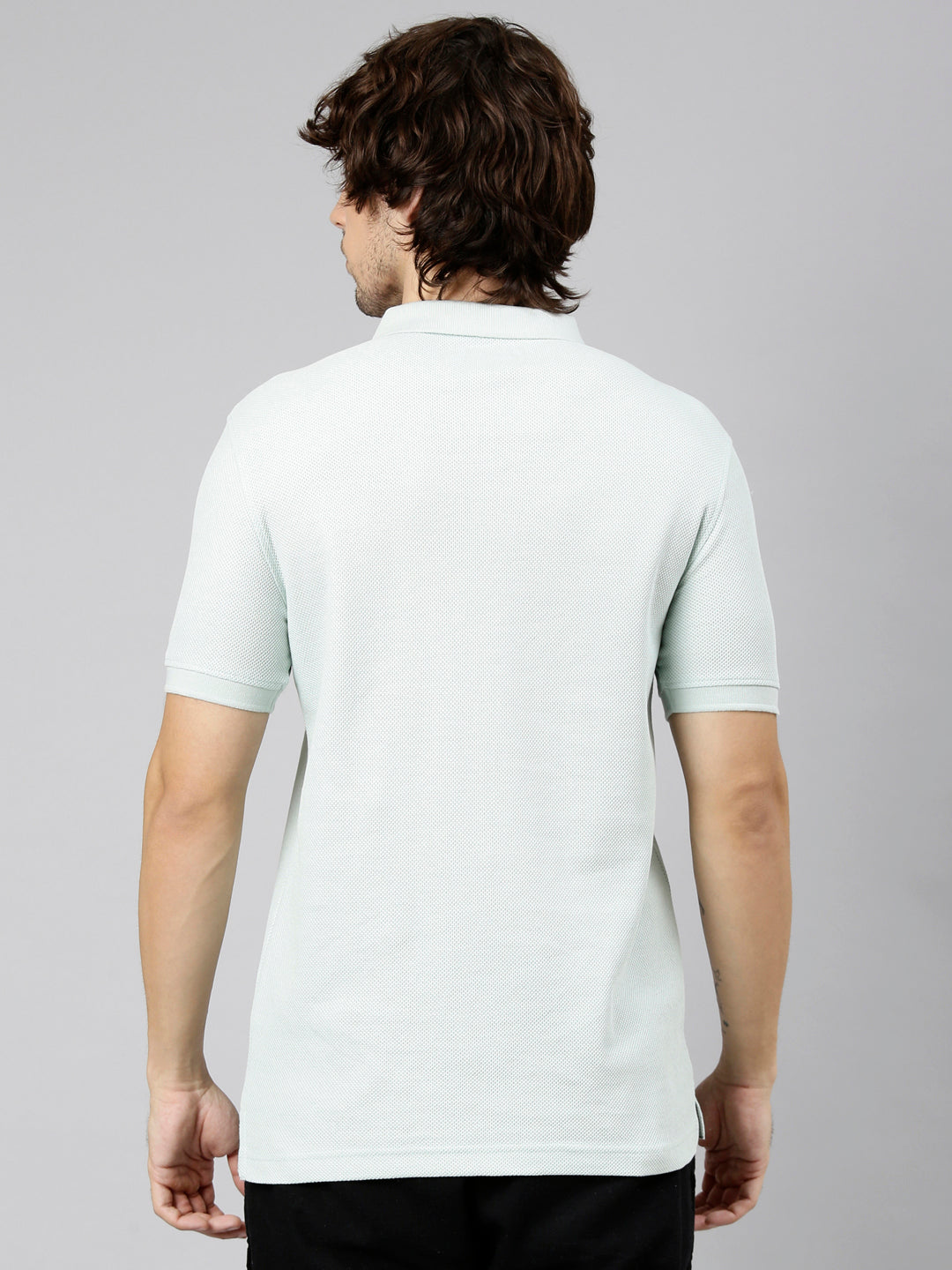 Classic Polo Men's Half Sleeve Mint Green Polo Neck Slim Fit Textured Solid Cotton T-Shirt | NOBLE - 06 A SF P