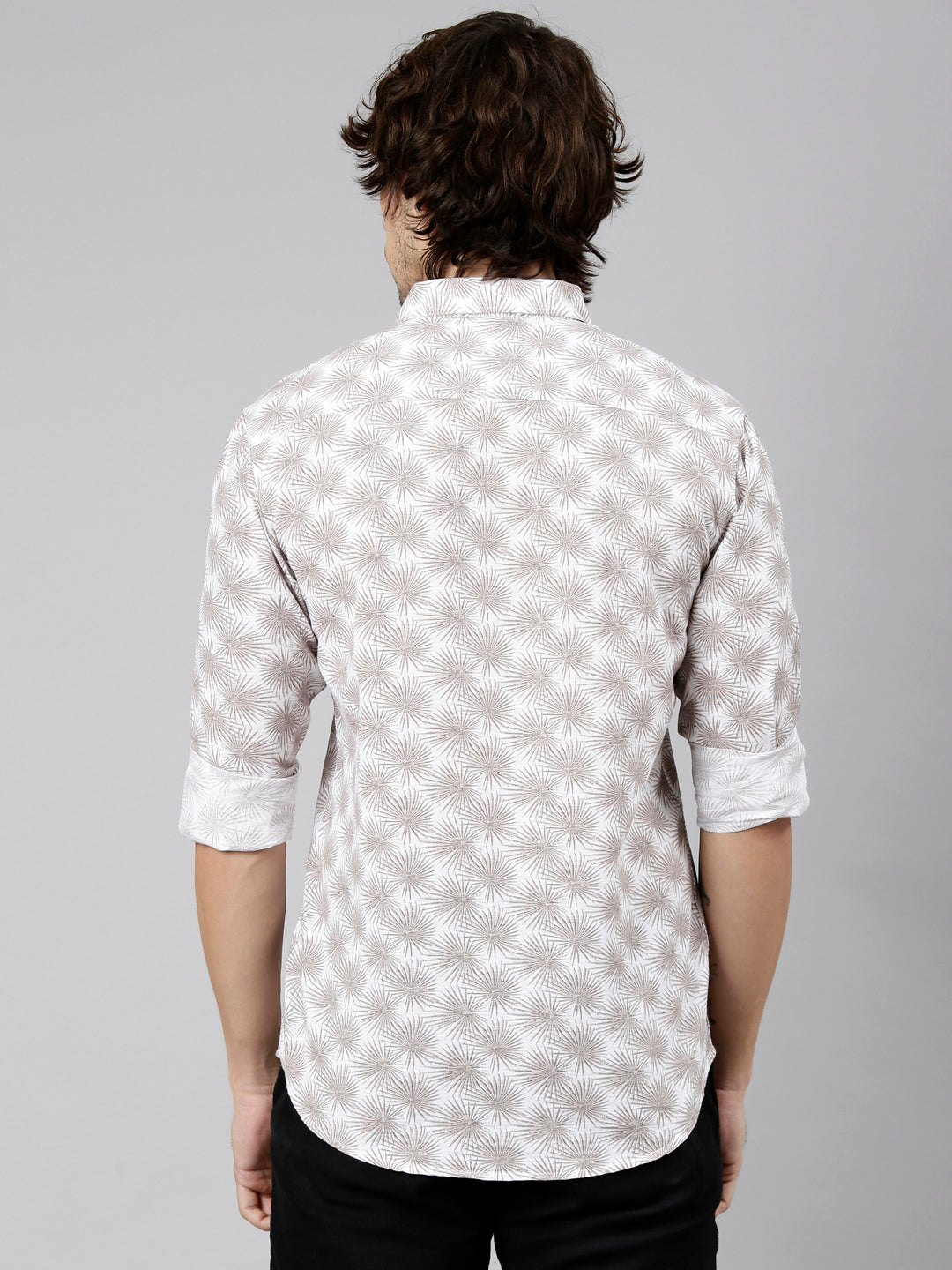 Classic Polo Men's Full Sleeve White Polo Neck Slim Fit Printed Cotton Casual Shirt | SS1-CL-51 A-FS-PRT-SF