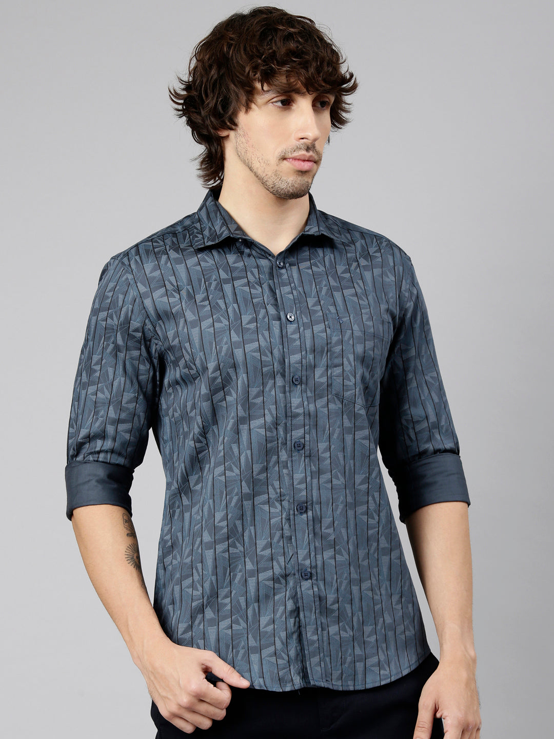 Classic Polo Men's Full Sleeve Multicolor Polo Neck Slim Fit Printed Cotton Casual Shirt | SS1-EL-25 B-FS-PRT-SF