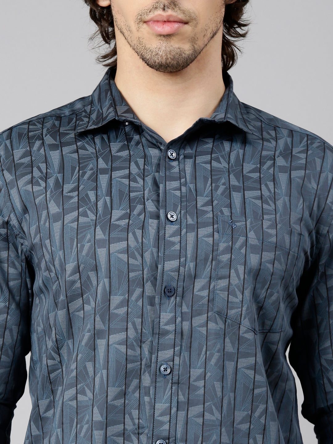 Classic Polo Men's Full Sleeve Multicolor Polo Neck Slim Fit Printed Cotton Casual Shirt | SS1-EL-25 B-FS-PRT-SF