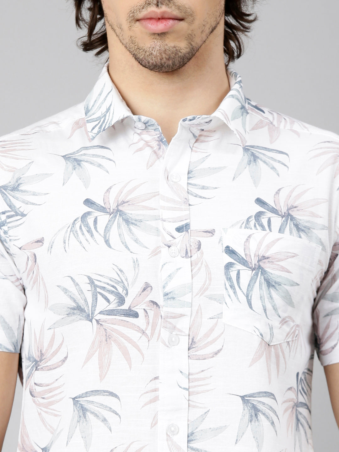Classic Polo Men's Half Sleeve White Polo Neck Slim Fit Printed Cotton Casual Shirt | SS1-GN-61 C-HS-PRT-SF