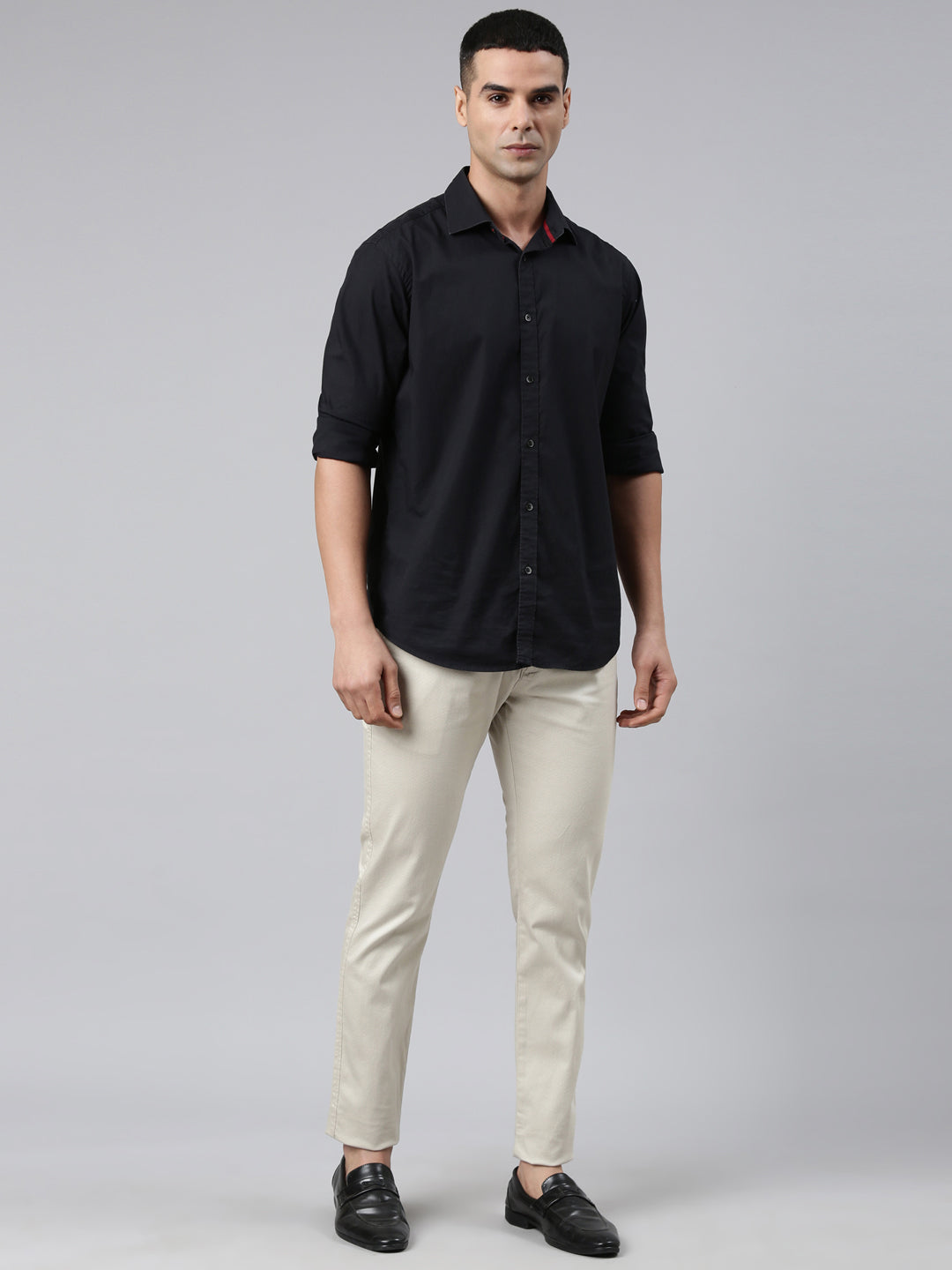 Classic Polo Men's Beige Moderate Fit Solid Cotton Lycra Casual Trouser | TS1-CL-19 A-BEI-MF-LY