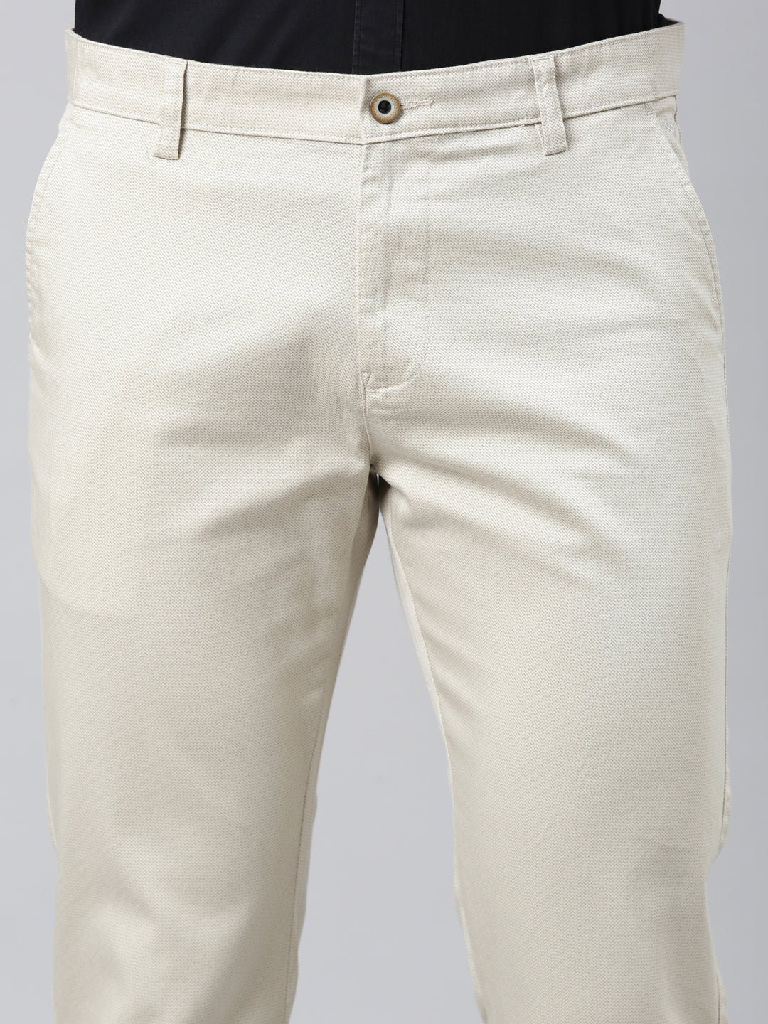 Classic Polo Men's Beige Moderate Fit Solid Cotton Lycra Casual Trouser | TS1-CL-19 A-BEI-MF-LY