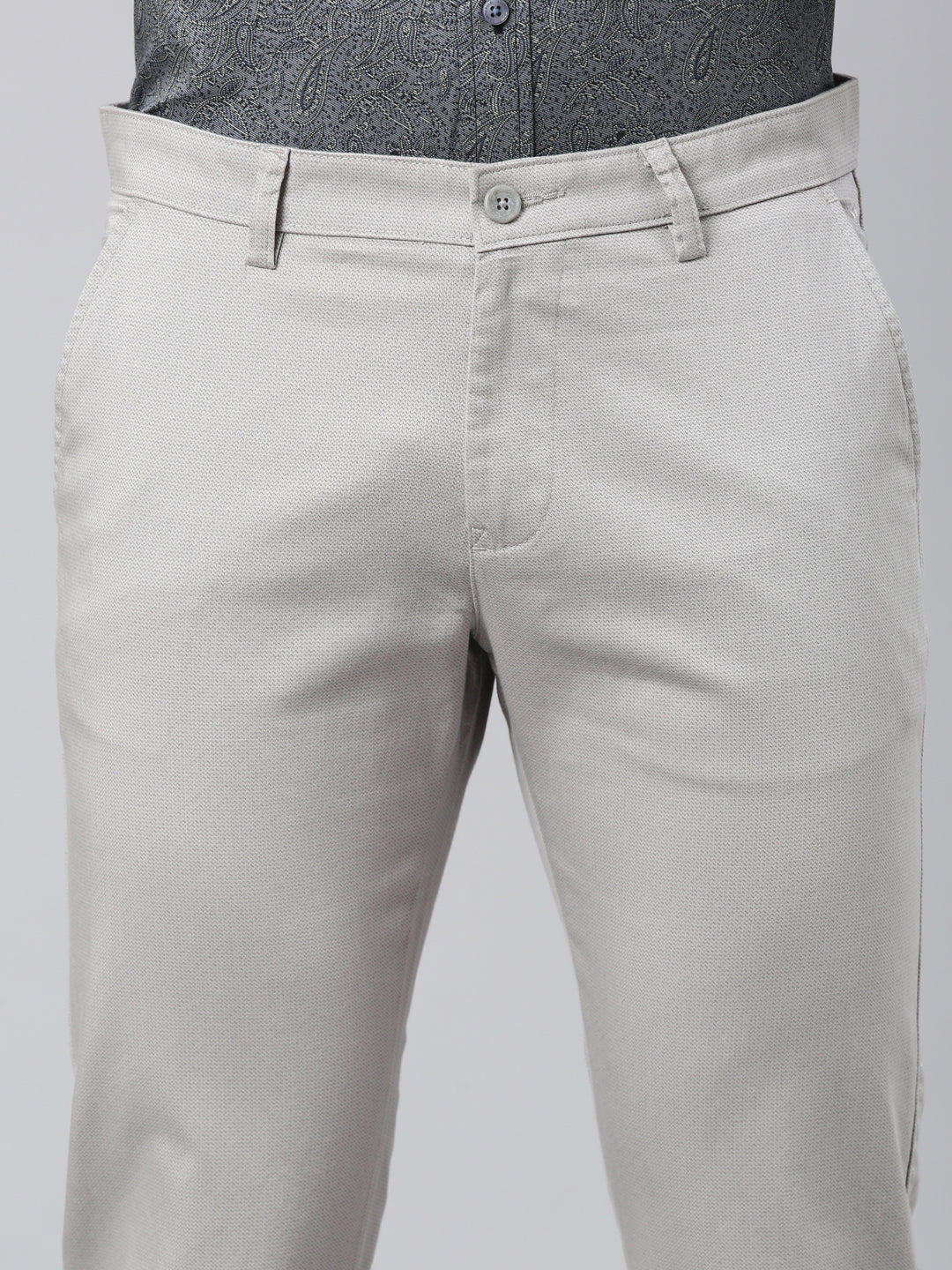 Classic Polo Men's Light Grey Moderate Fit Solid Cotton Lycra Casual Trouser | TS1-CL-19 B-LT.GRY-MF-LY