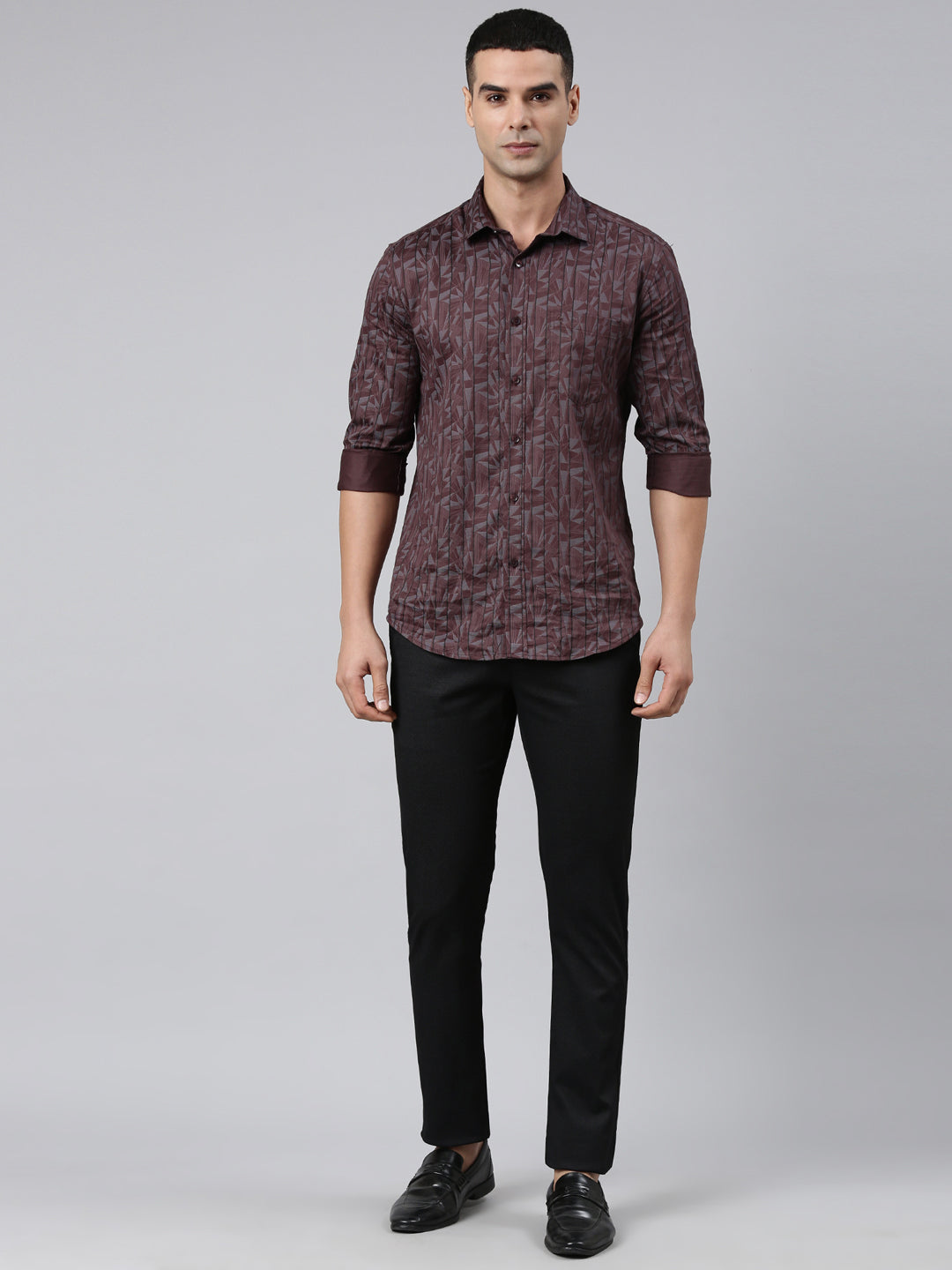 Classic Polo Men's Black Moderate Fit Solid Cotton Lycra Casual Trouser | TS1-CL-19 D-BLK-MF-LY