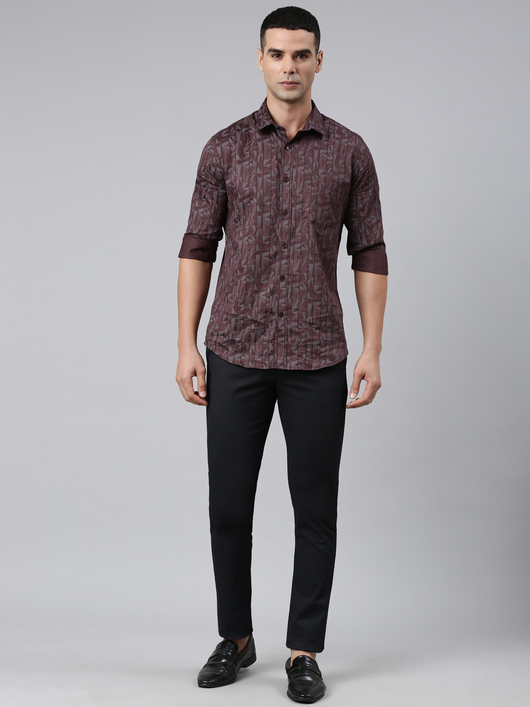 Classic Polo Men's Black Moderate Fit Solid Cotton Lycra Casual Trouser | TS1-CL-21 D-BLK-MF-LY