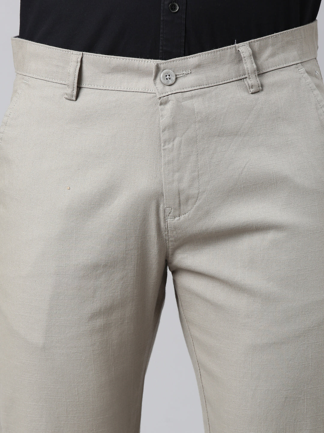 Classic Polo Men's Grey Moderate Fit Solid Cotton Lycra Casual Trouser | TS1-EL-01 G-M.GRY-MF-LY