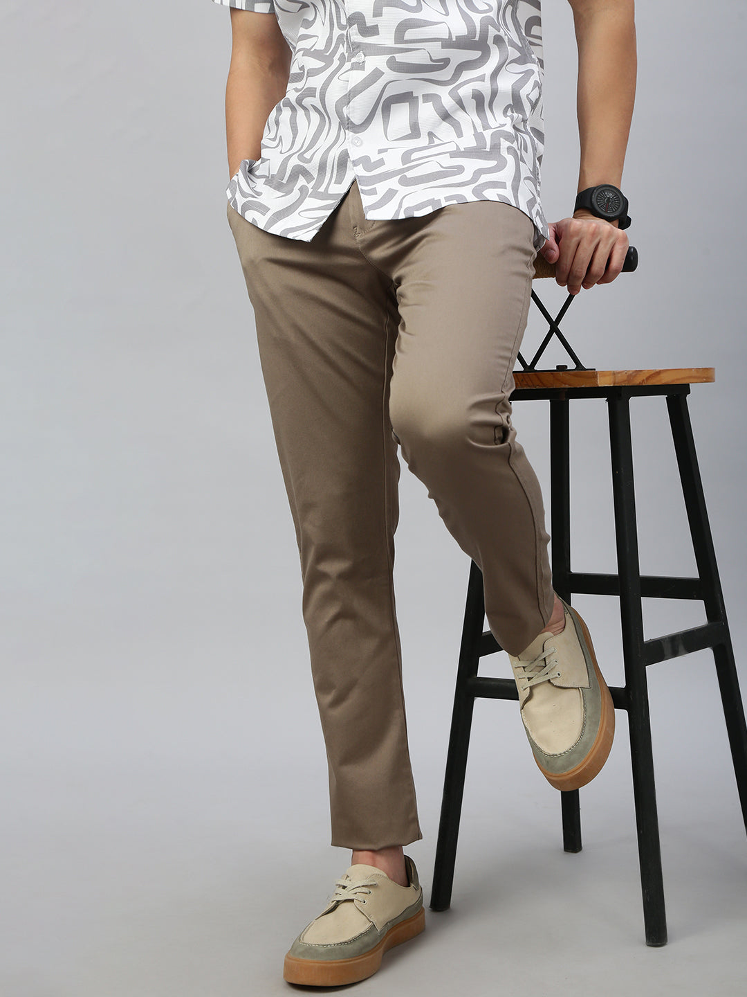 Classic Polo Men's Khaki Moderate Fit Solid Casual Trouser||TQ1-CL-31 E-KHK-MF-LY