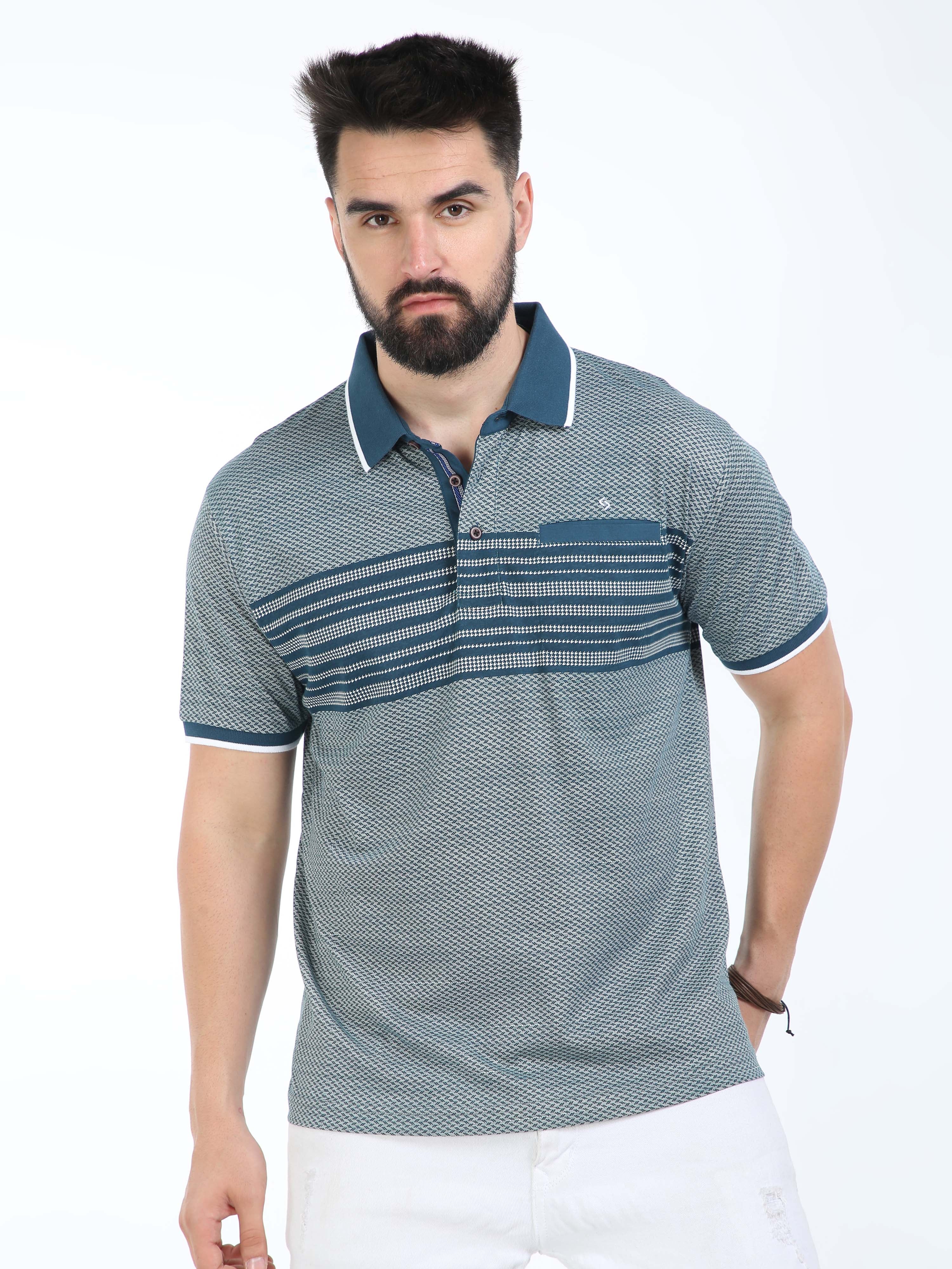 Classic Polo Mens Cotton Half Sleeves Striped Authentic Fit Polo Neck Navy Color T-Shirt | Carve Polo - 17 A Af P