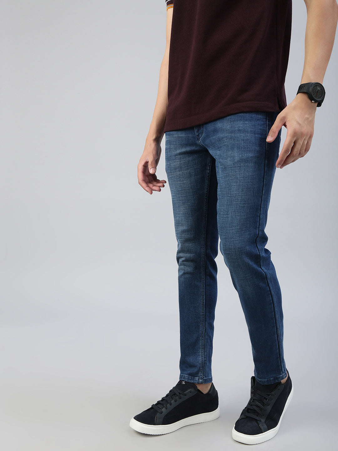 Classic Polo Men's Blue Slim Fit Solid Denim||CPDQ1-11-MBLU-AF