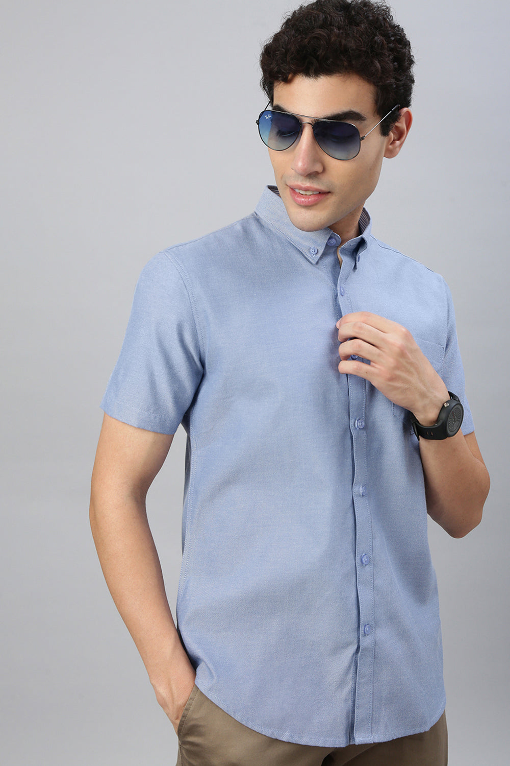 Classic Polo Men's Half Sleeve Blue Polo Neck Slim Fit Solid Casual Shirt | TOY-KLYPTO-BLUE MF HS