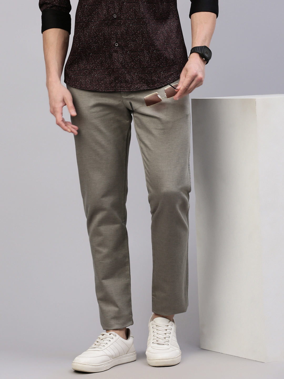 Classic Polo Men's Green Slim Fit Solid Trouser||TQ1-CL-10 B-GRN-MF-LY