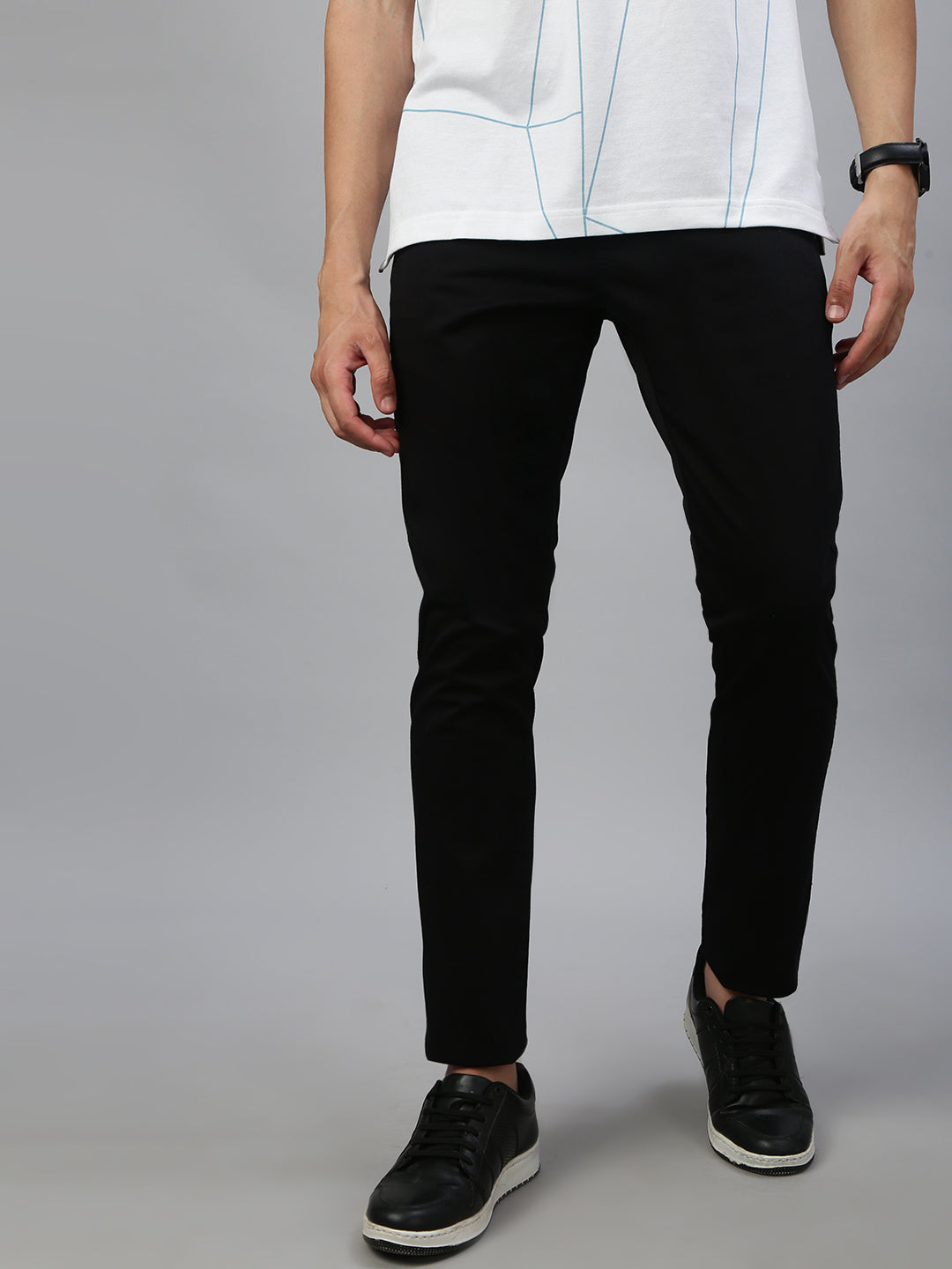 Classic Polo Men's Black Moderate Fit Solid Casual Trouser||TRS-MELLOW-BLK MF LY