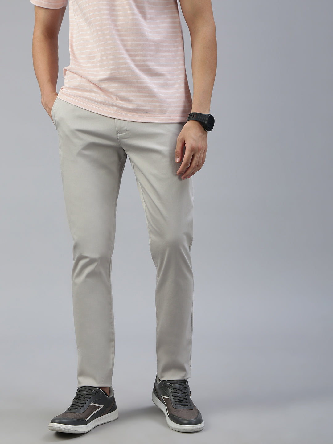 Classic Polo Men's Grey Moderate Fit Solid Casual Trouser||TQ1-CL-31 D-GRY-MF-LY