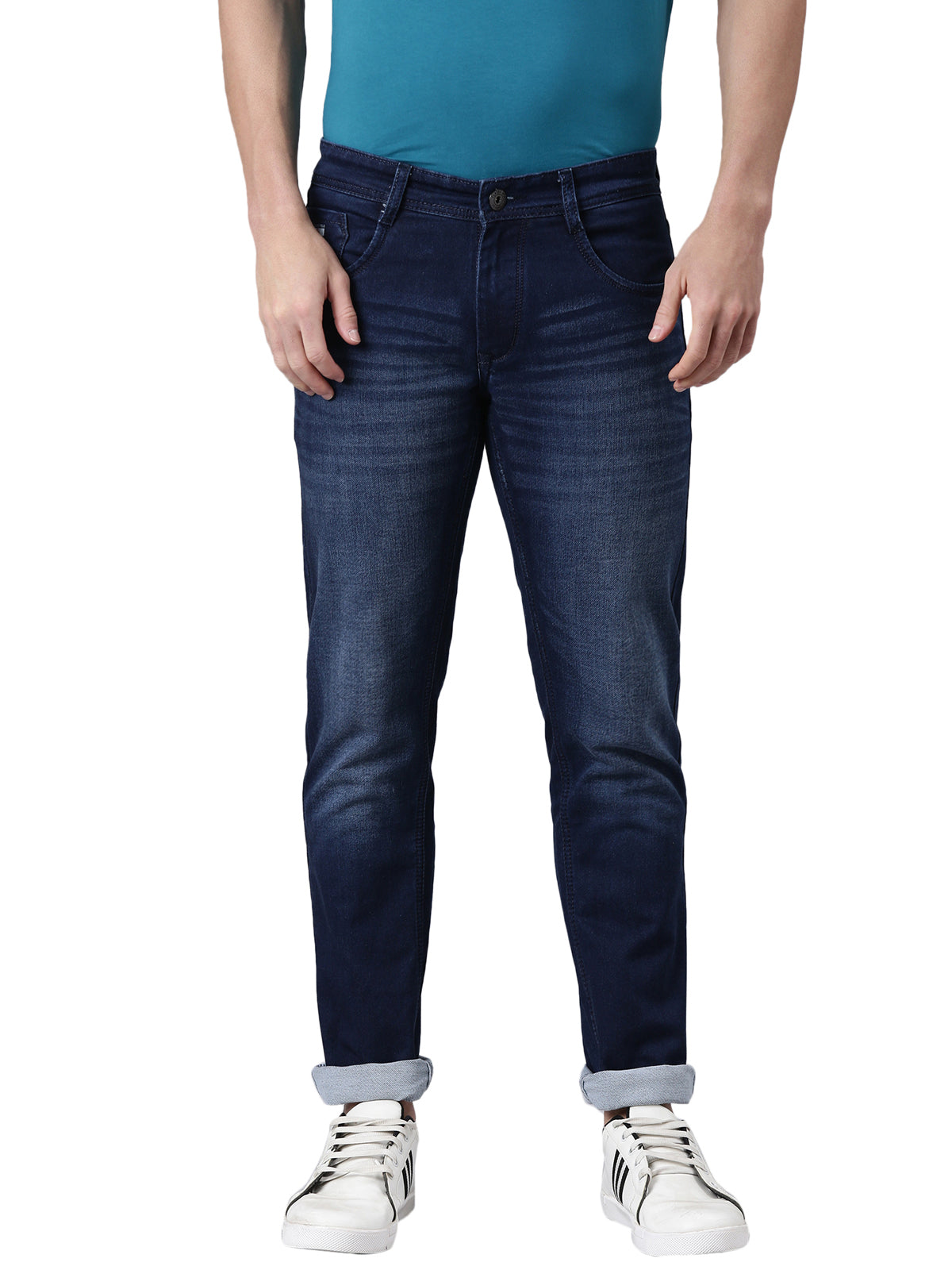 Classic Polo Men's Blue Slim Fit Solid Cotton Denim | CPDQ2-41-L.BLU-SF