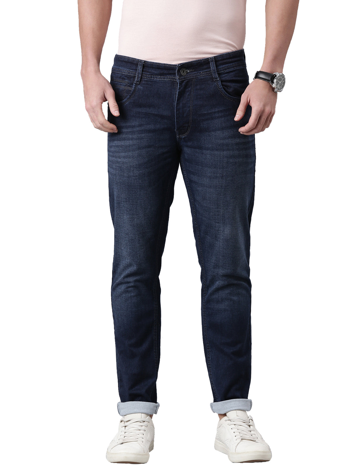 Classic Polo Men's Dark Navy Regular Fit Solid Cotton Denim | CPDQ2-39-MNT-AF