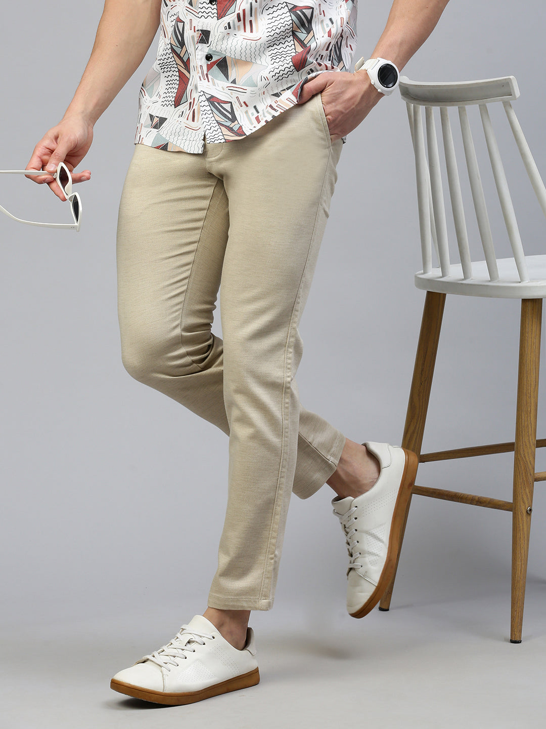 Classic Polo Men's Beige Slim Fit Solid Trouser||TQ1-CL-10 A-BEG-MF-LY