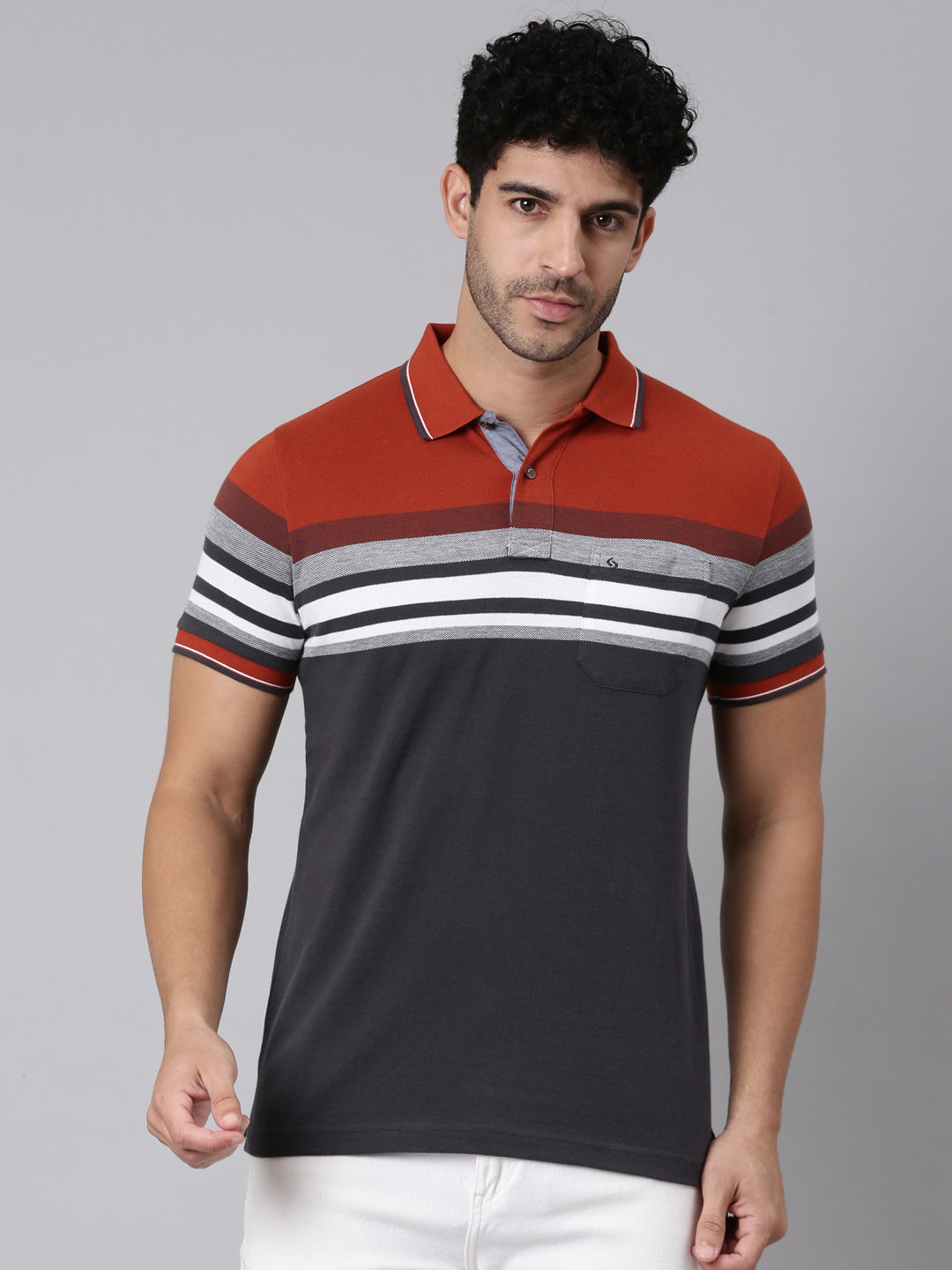 Classic Polo Men's Half Sleeve Multicolor Polo Neck Slim Fit Colorblock Cotton Blend T-Shirt | VTA - 330 A SF P