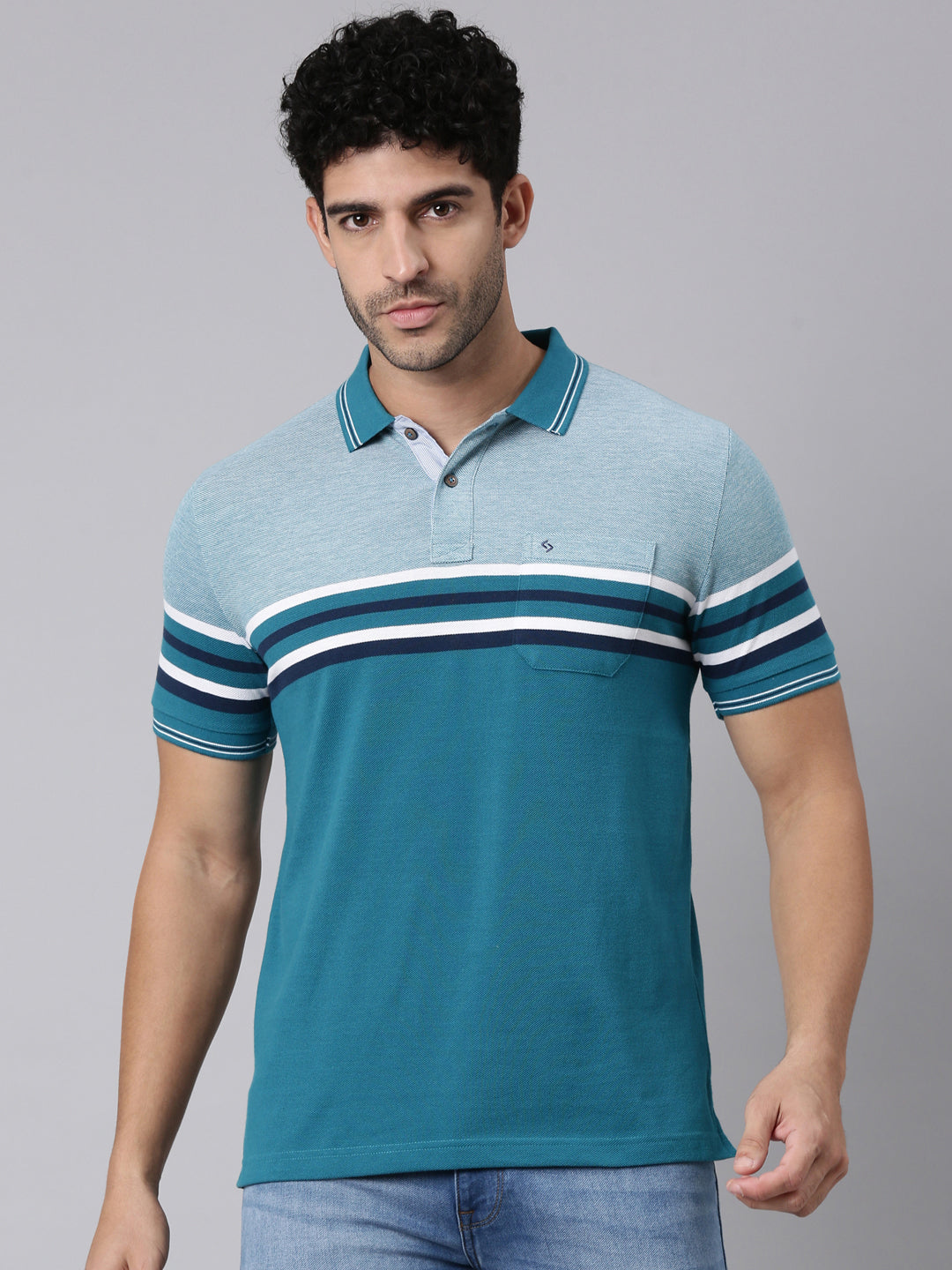 Classic Polo Men's Half Sleeve Multicolor Polo Neck Slim Fit Colorblock Cotton Blend T-Shirt | VTA - 333 A SF P