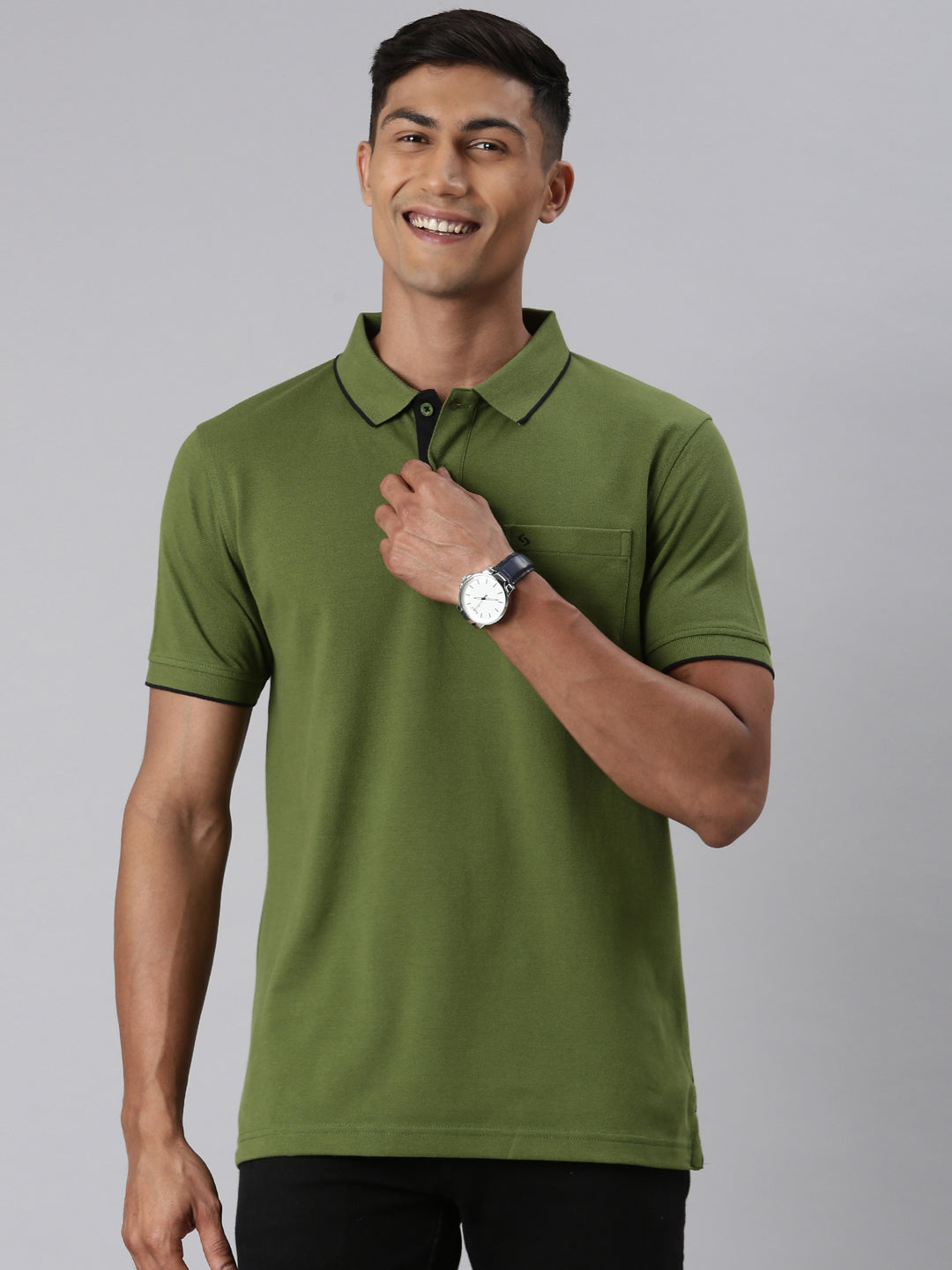 Classic polo Men s Olive Smart Double Pique Polo Half Sleeve Authentic Fit T Shirt Nova Olive Classic Polo