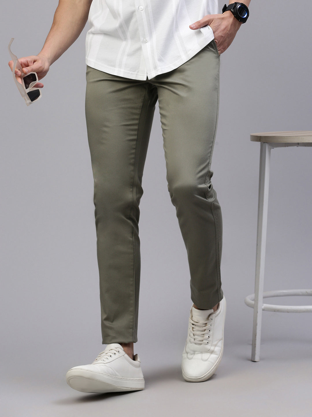 Classic Polo Men's Olive Slim Fit Solid Trouser||TQ1-CL-31-F-OLV-MF-LY