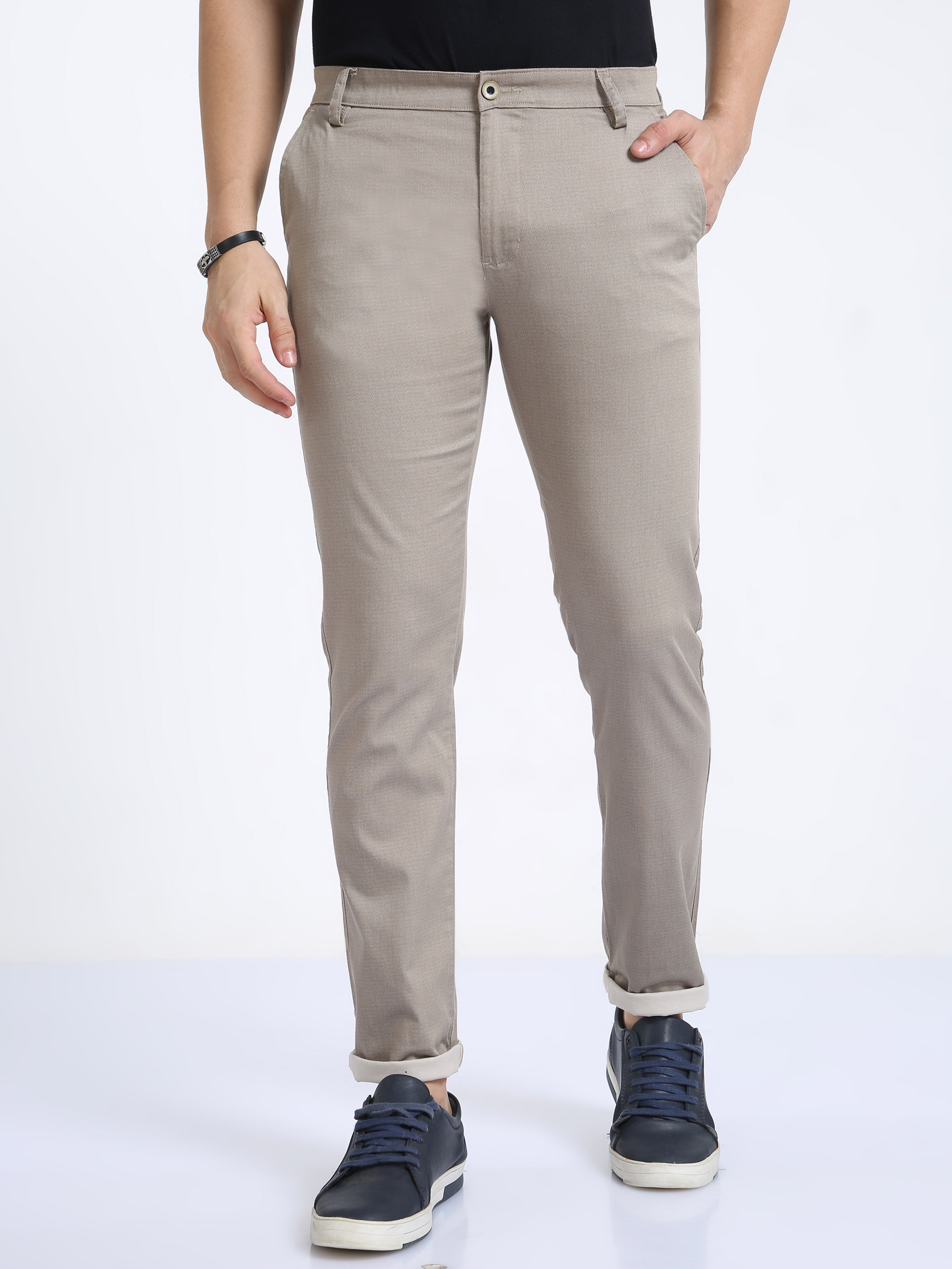Classic Polo Mens Moderate Fit Solid Grey Color Trousers | To2-21 F-Gry-Mf-Ly
