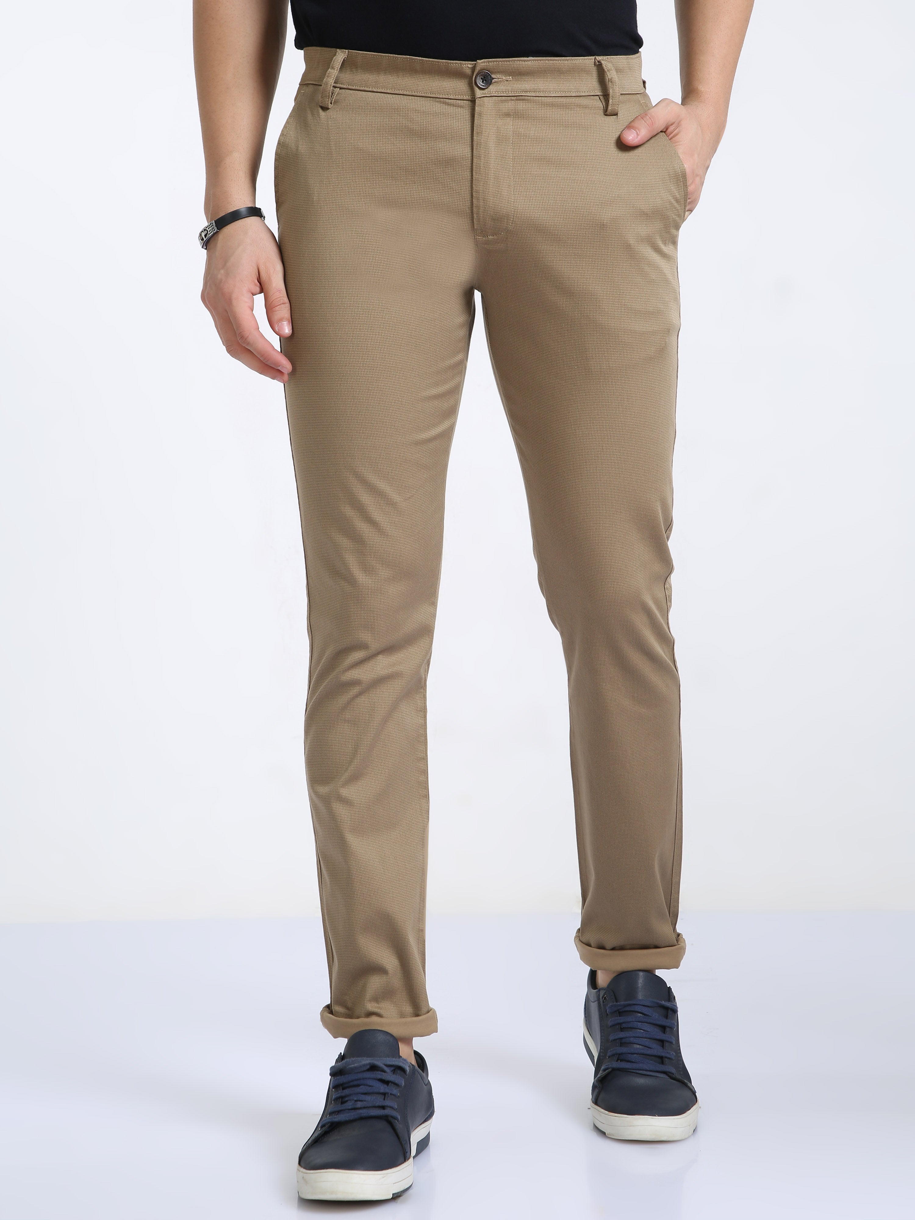 Classic Polo Mens Moderate Fit Solid Khakhi Color Trousers | To2-21 D-Kha-Mf-Ly