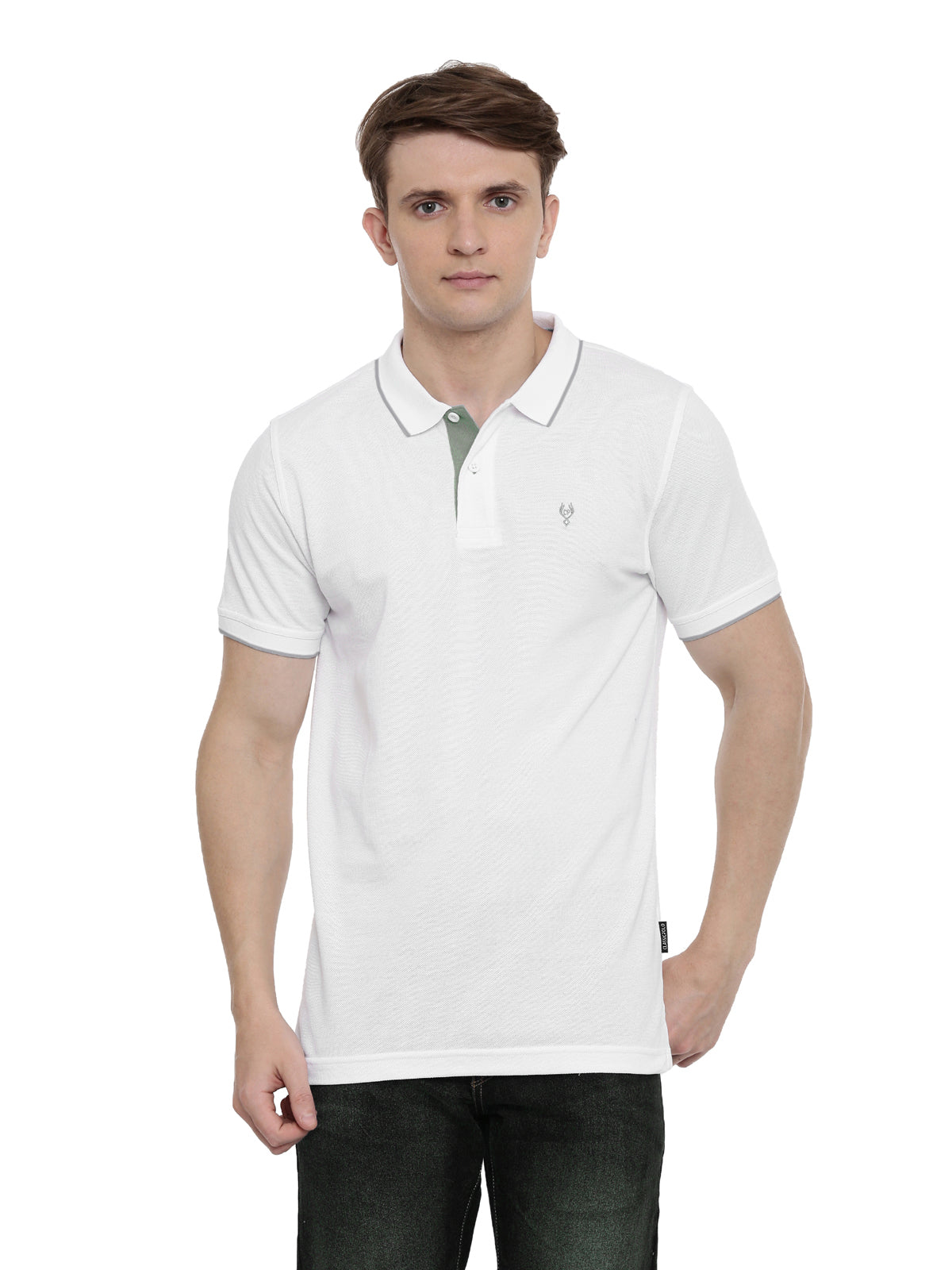 Classic Polo Men's White Polo Neck Authentic Fit T-Shirt | 4SSN 223