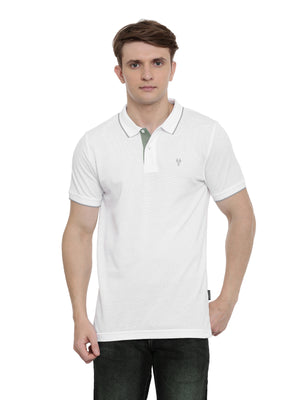 Buy Men Navy Print Polo Neck T-shirt Online - 746234