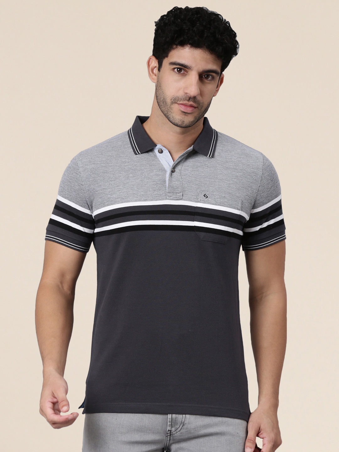Classic Polo Men's Half Sleeve Multicolor Polo Neck Slim Fit Colorblock Cotton Blend T-Shirt | VTA - 333 B SF P