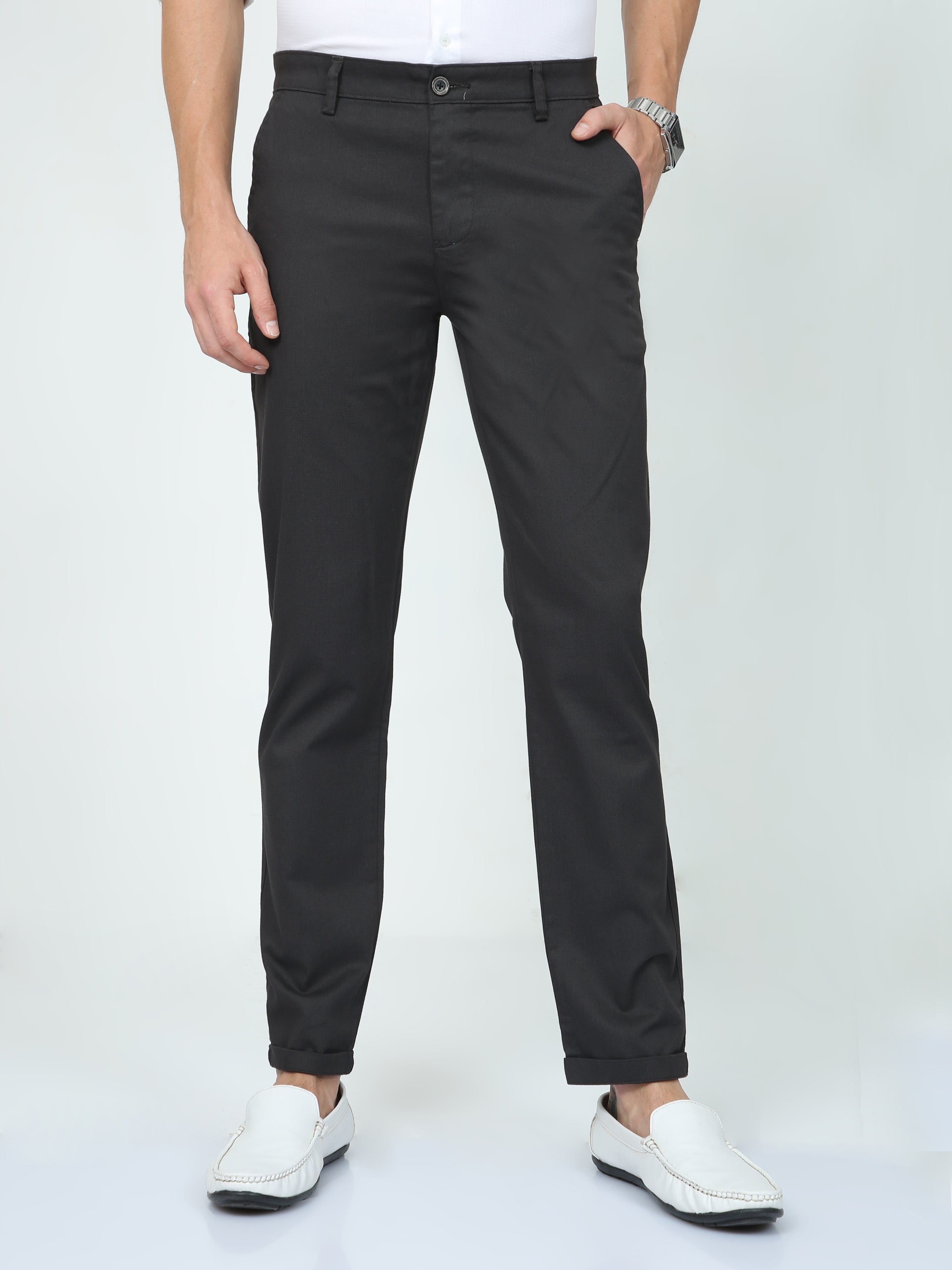 CP BRO Mens Ankle Fit Solid Brown Color Trousers | Tbo2-01 B-Brn-Af-Ly