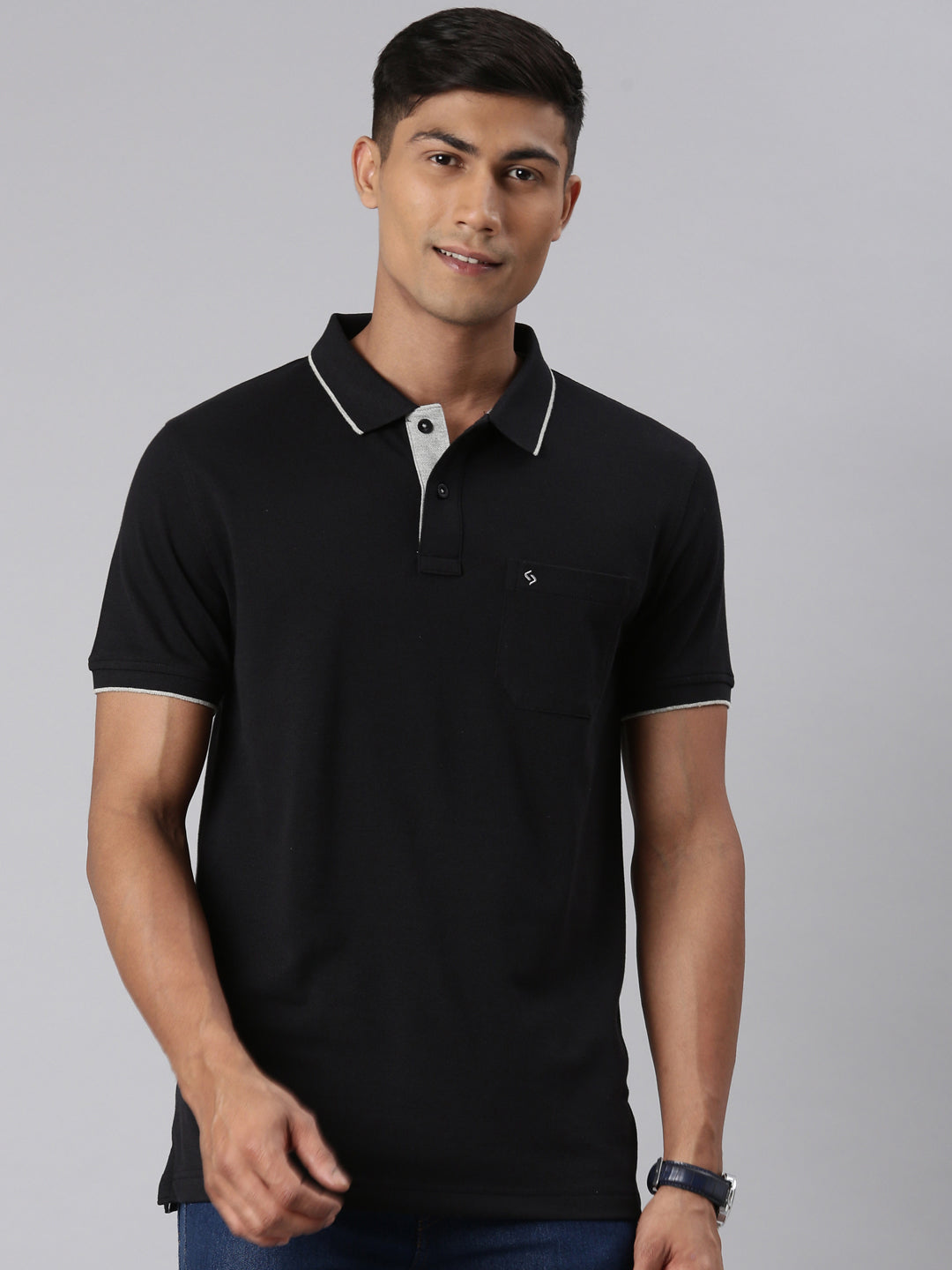 Classic polo Men's Polo Neck Black Authentic Fit T-shirt 4SSN