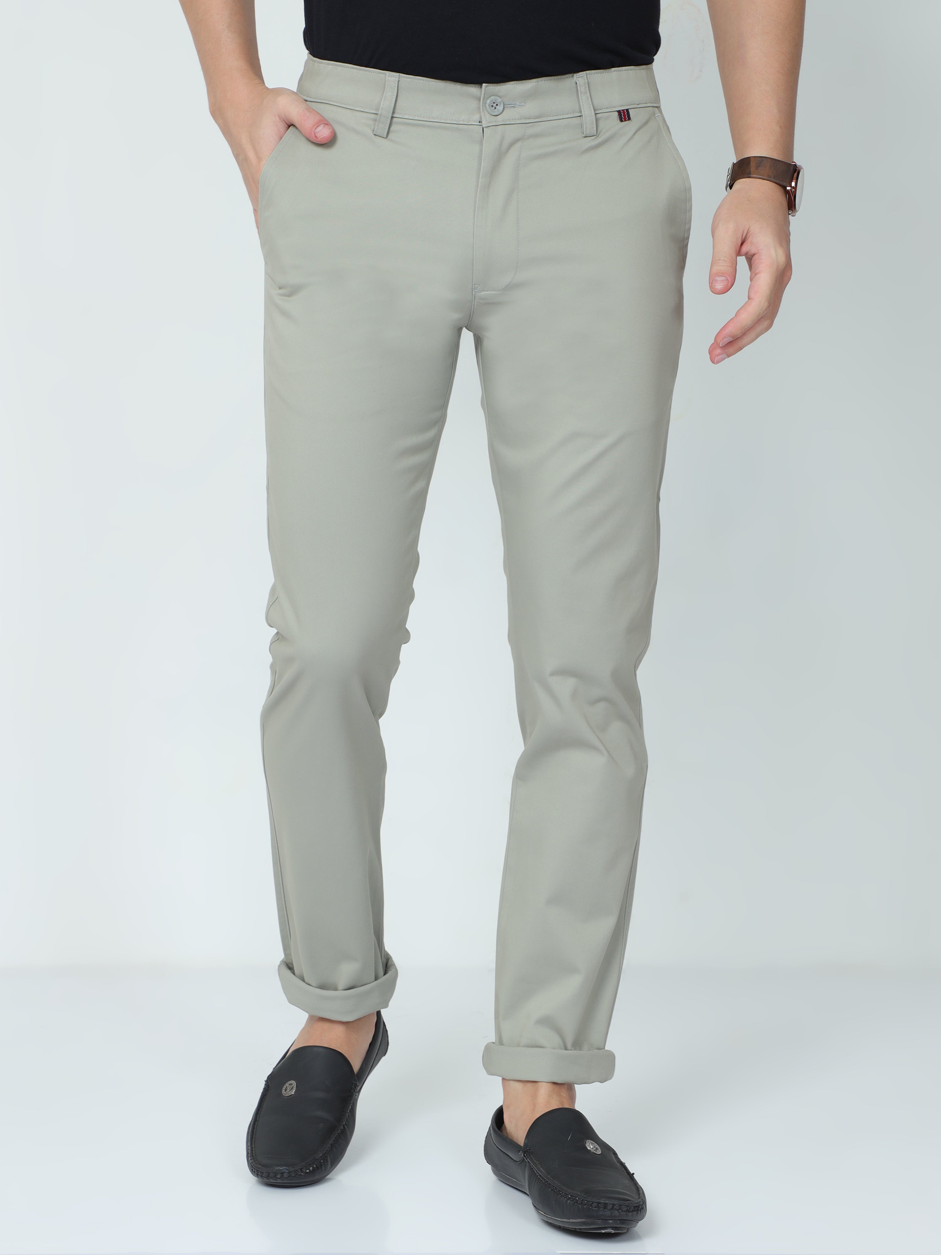 Classic Polo Mens Moderate Fit Solid Beige Color Trousers | To2-17 A-Pis-Mf-Ly