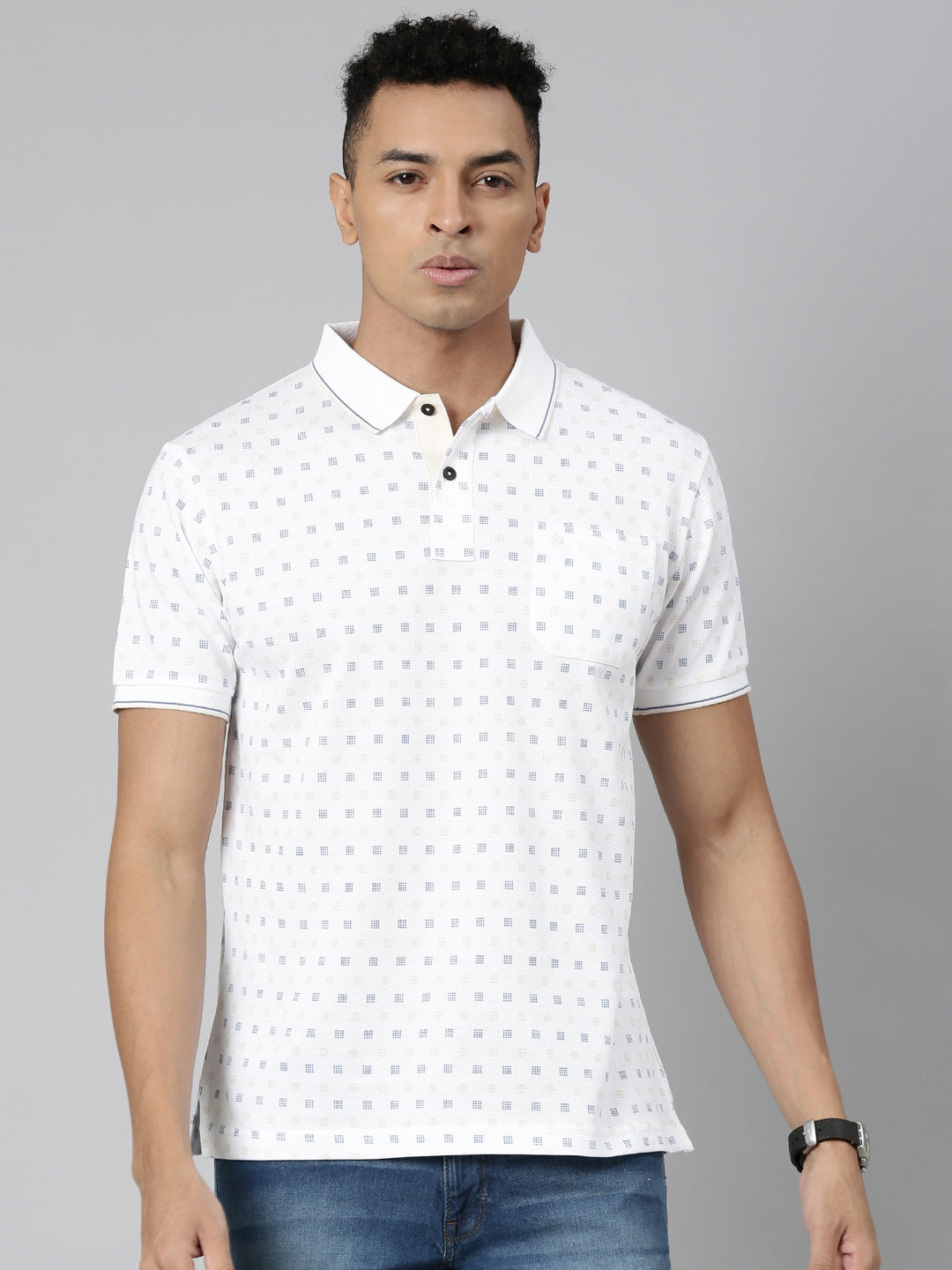 Classic Polo Men's Polo Neck Cotton Slim Fit Printed T-Shirt | BELLO-280 A SF P
