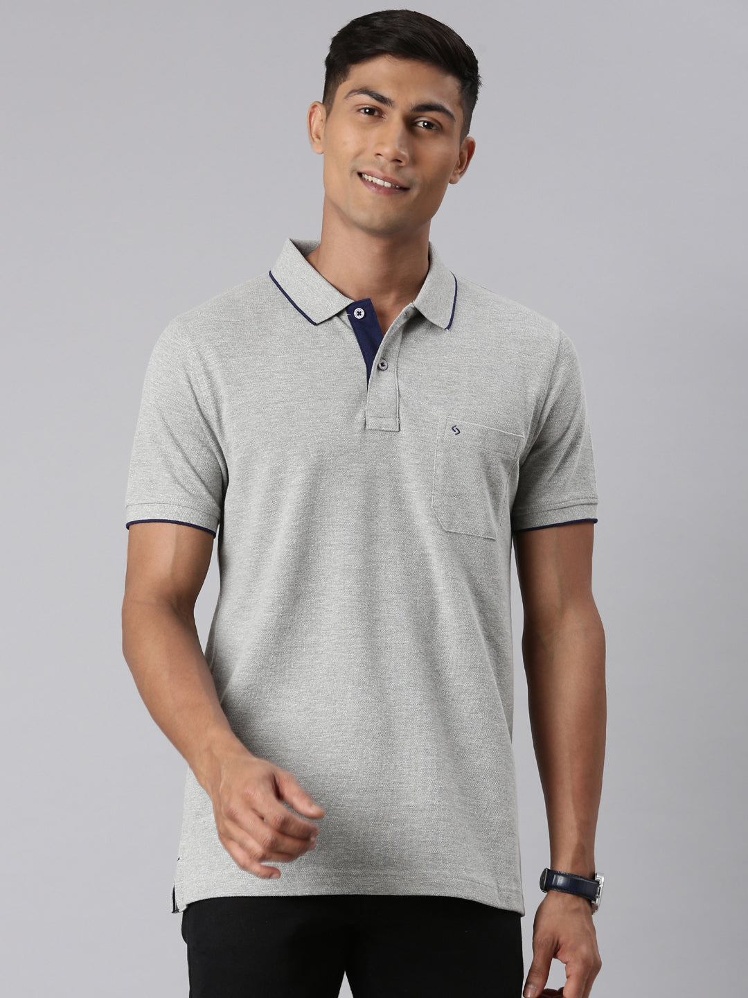 Classic polo Men's Polo Neck Grey Authentic Fit T-shirt 4SSN224