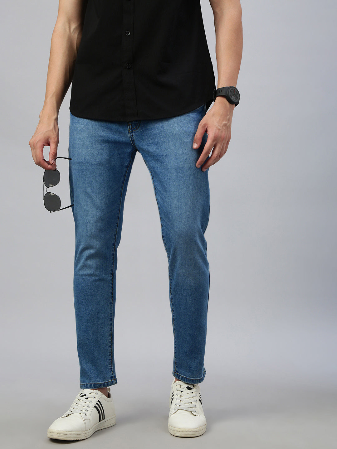 Classic Polo Men's Blue Slim Fit Solid Denim||CPDQ1-25-M.BLU-AF