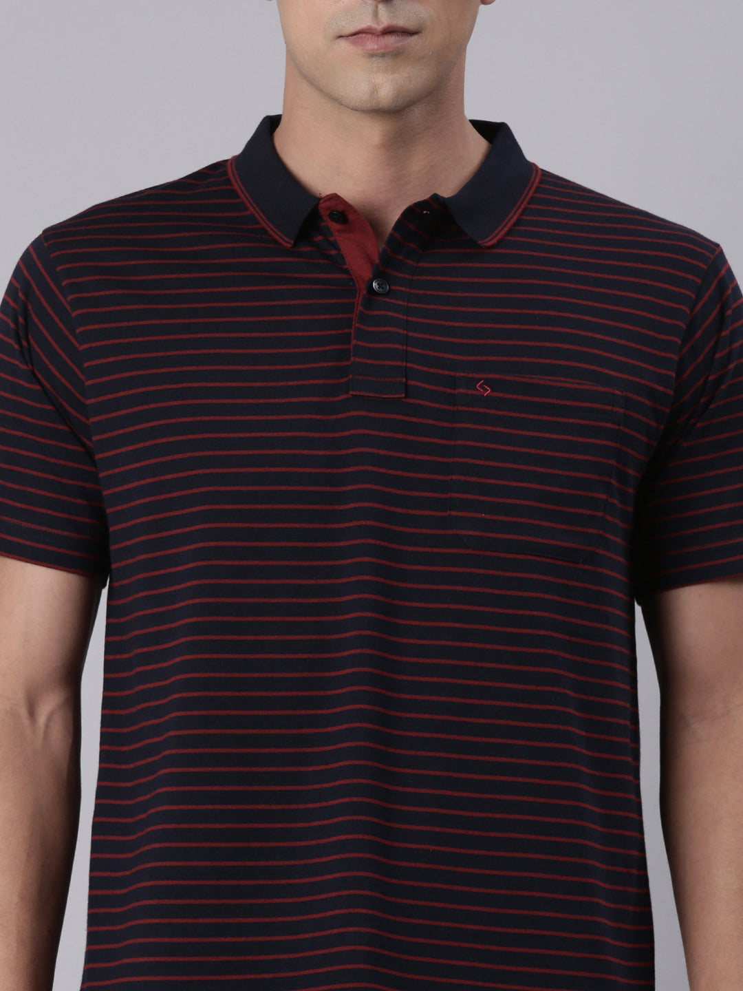 Classic Polo Men's Half Sleeve Black/Brown Polo Neck Authentic Fit Striped Cotton T-Shirt | FEEDERS - 300 A AF P