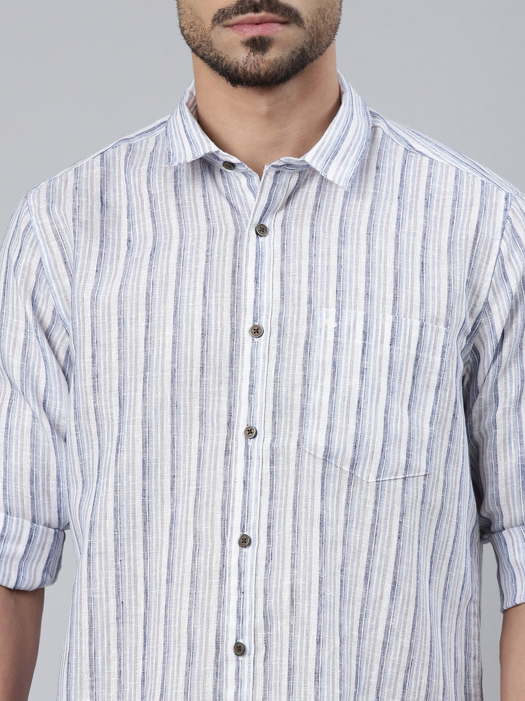 Classic Polo Men's Multicolor Polo Neck Striped Cotton Slim Fit Woven Shirt | SQ2-EL-08 A-FS-STR-SF